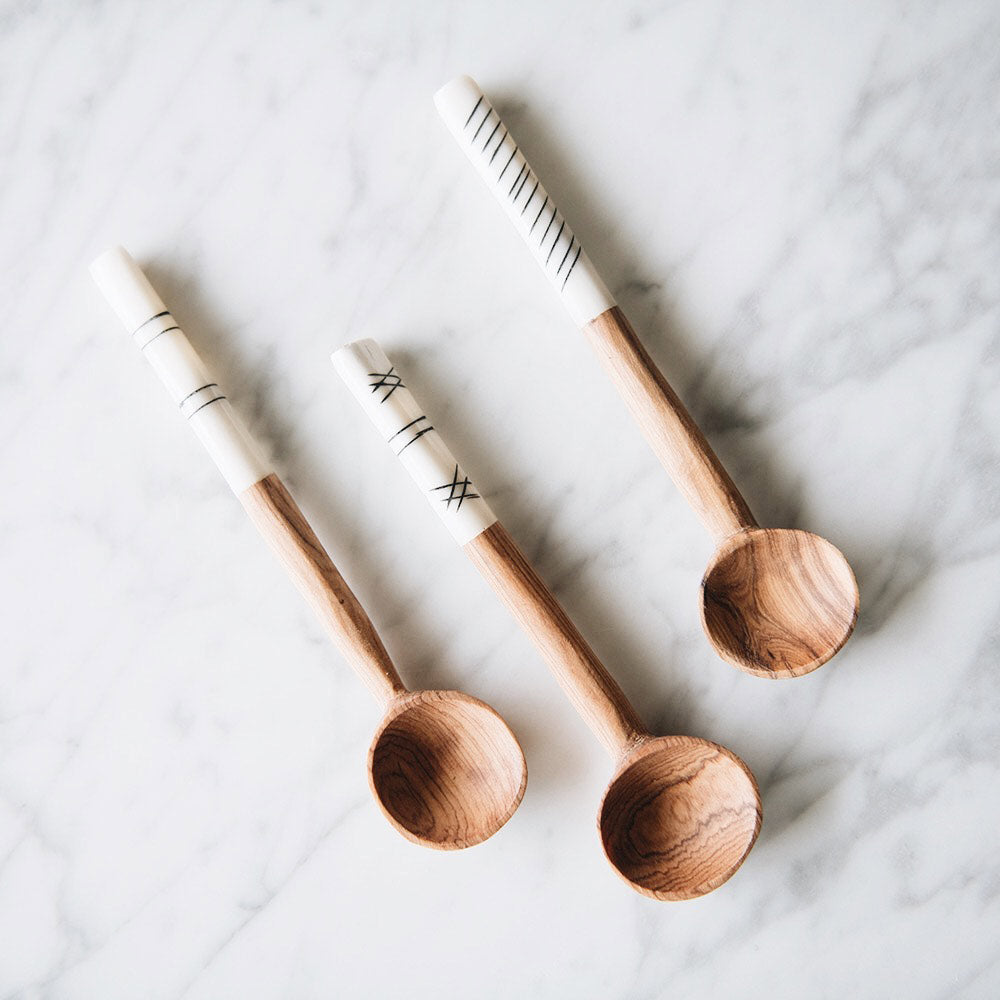 Handcrafted Wild Olive Wood Sugar Spoon Set - Natural, Eco-Friendly Kitchen Utensils for Coffee, Tea & Desserts - Perfect for Home, Café & Gifting
