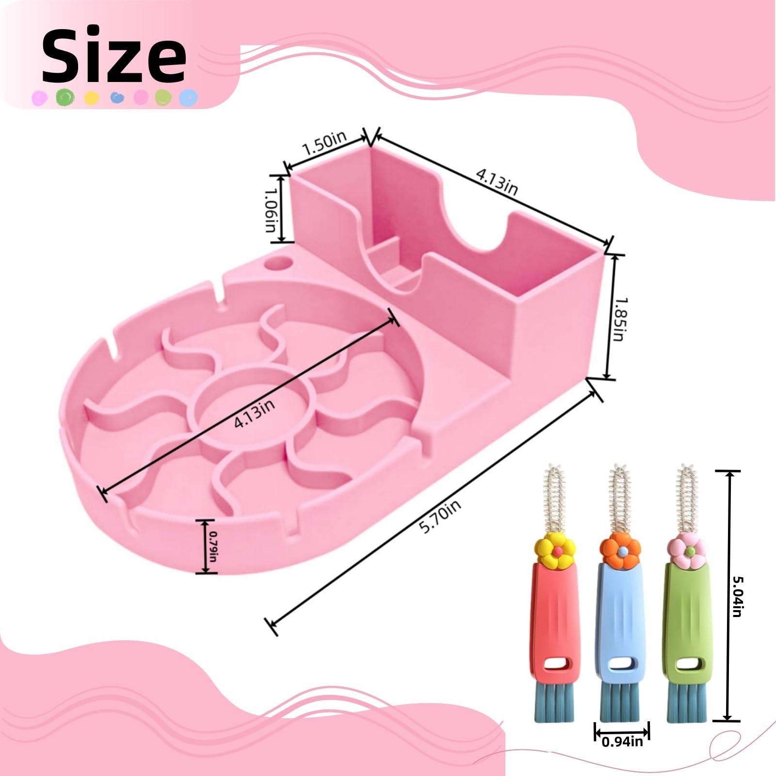**Stanley Cup Silicone Bottle Drying Rack - Space Saving Tumbler & Water Bottle Holder for Mugs, Glasses, Baby Bottles - Includes Multifunctional Brush (Pink) - Perfect for Kitchen, Office, Dorm & Travel**