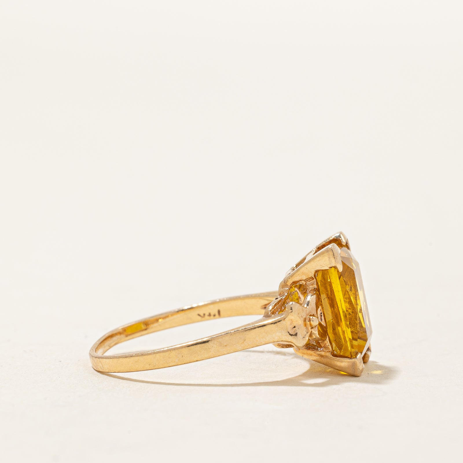 4.70ct Yellow Synthetic Sapphire Cocktail Ring - Size 6.25 - Elegant Statement Jewelry for Parties, Weddings & Special Occasions