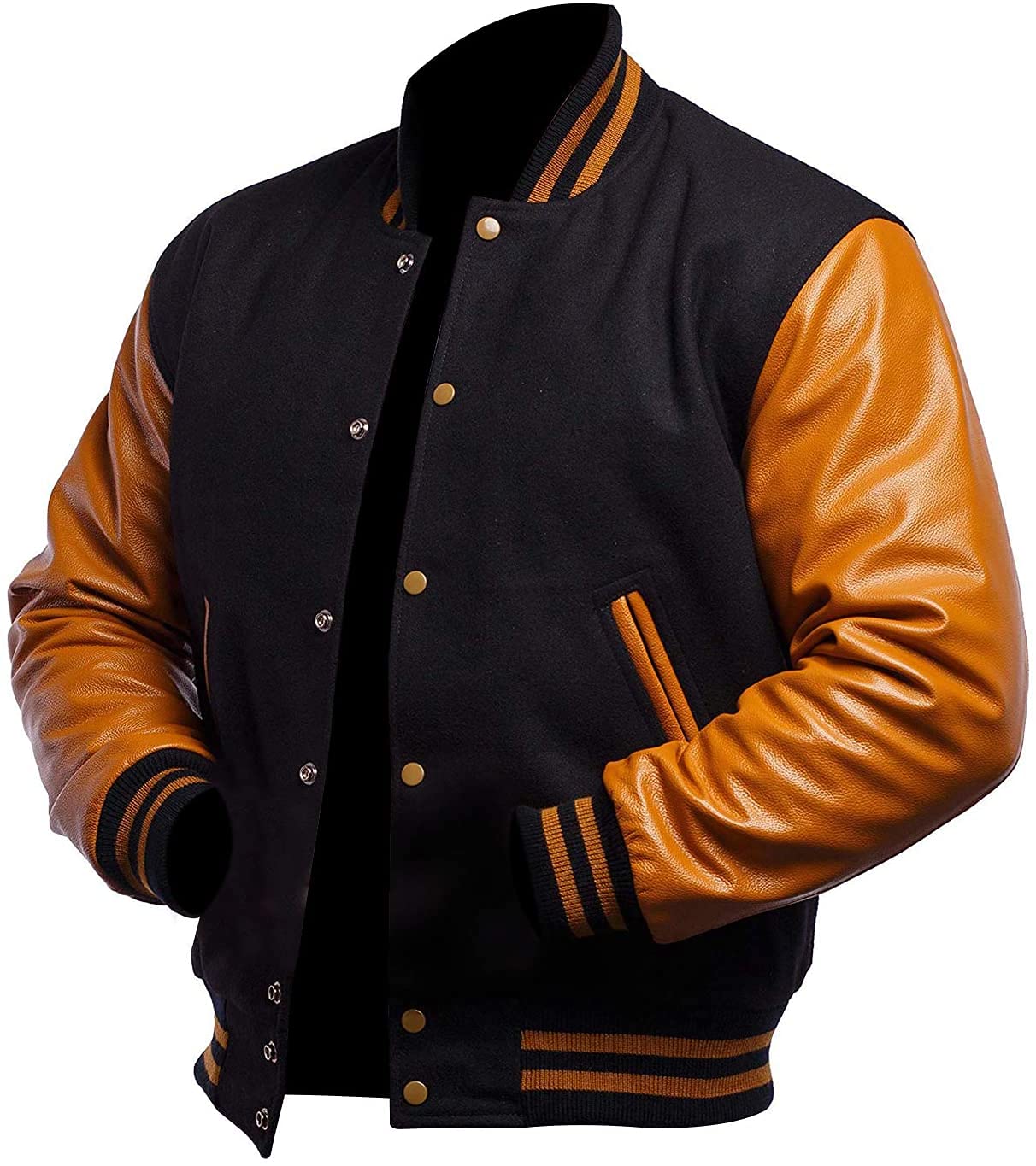 Men's Varsity Letterman Jacket - High School Baseball Coat with Faux Leather Sleeves | Retro College Style Outerwear for Sports, Casual Wear & Game Day Outfits