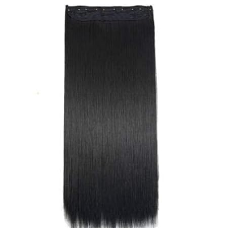 ELCABELL 22-Inch Straight Natural Black Hair Extensions with 5 Clips - Real Human Hair Feel for Instant Length & Volume - Perfect for Women & Girls (1 Pack) | Great for Parties, Weddings & Daily Styling