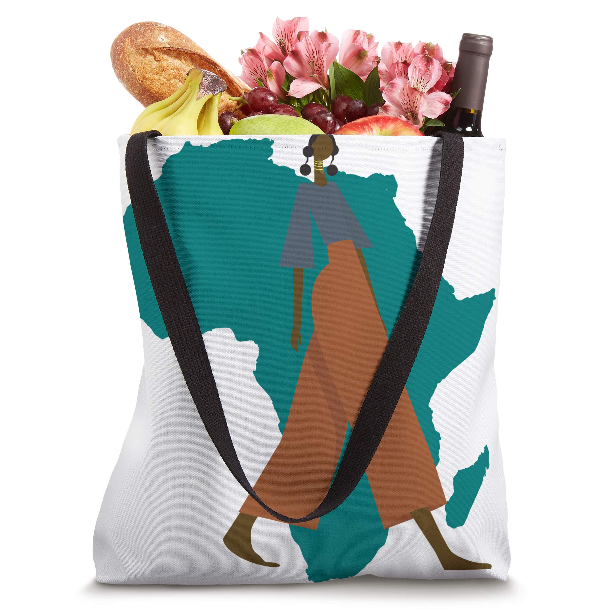 African Queen Beautiful Souls Africa Map Tote Bag - Stylish & Durable Canvas Shopping Bag for Travel, Beach, Work & Everyday Use