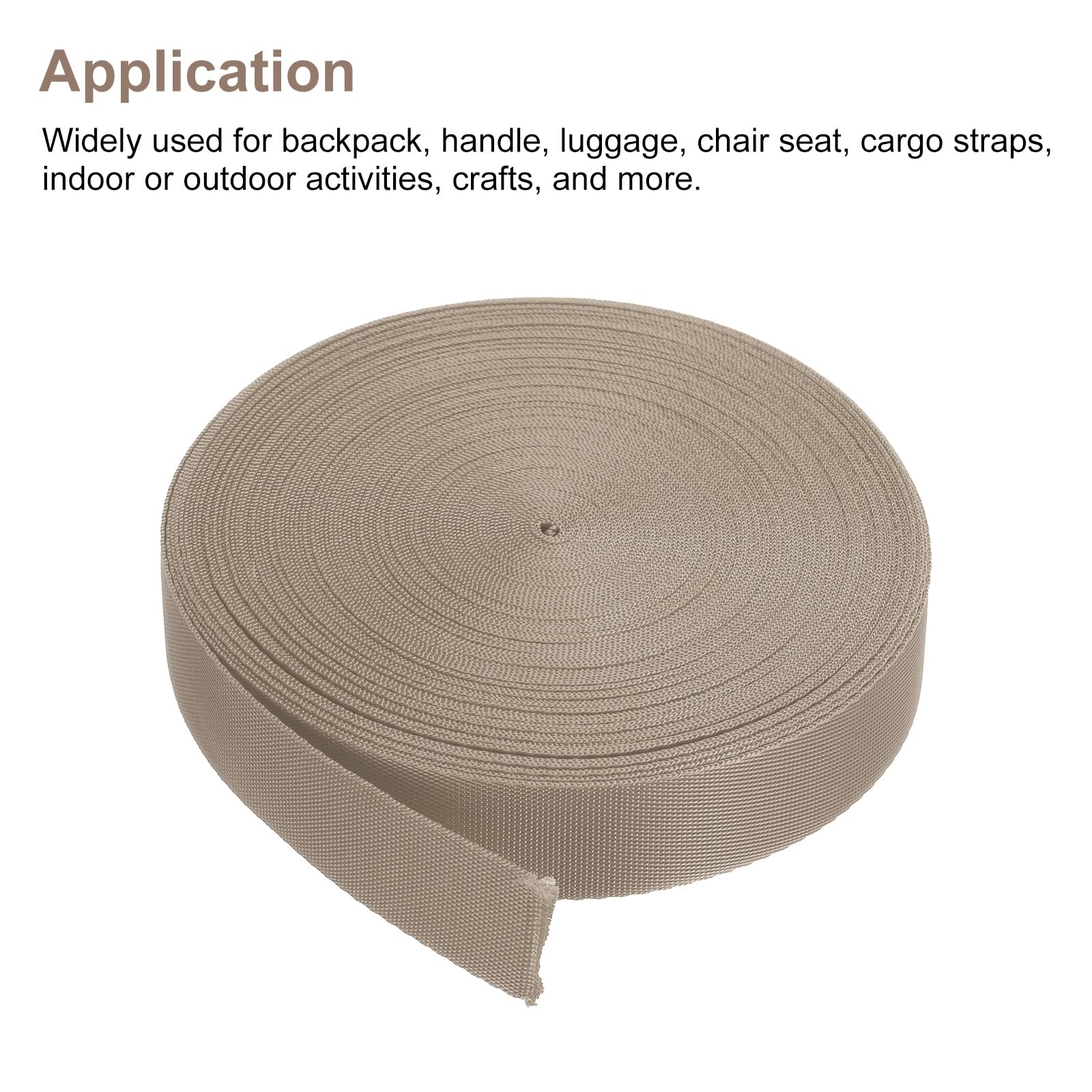 MeccaniXity 1 Inch Nylon Webbing Strap - 10 Yards Champagne Color for DIY Repair, Backpack Straps, Luggage Rack & Craft Projects | Heavy Duty Fabric Belt for Outdoor Gear, Pet Collars & Home Improvement