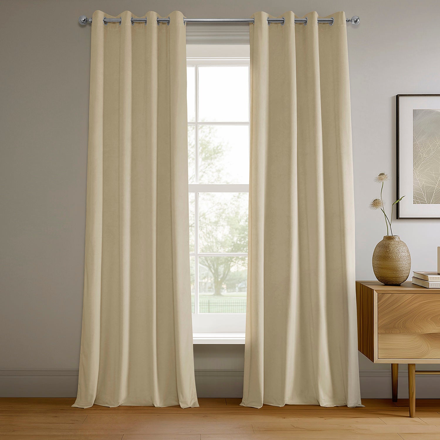 Blackout Curtains with Grommet Top - Signature Velvet Fabric for Light Blocking & Noise Reduction - Perfect for Bedroom, Living Room & Home Theater