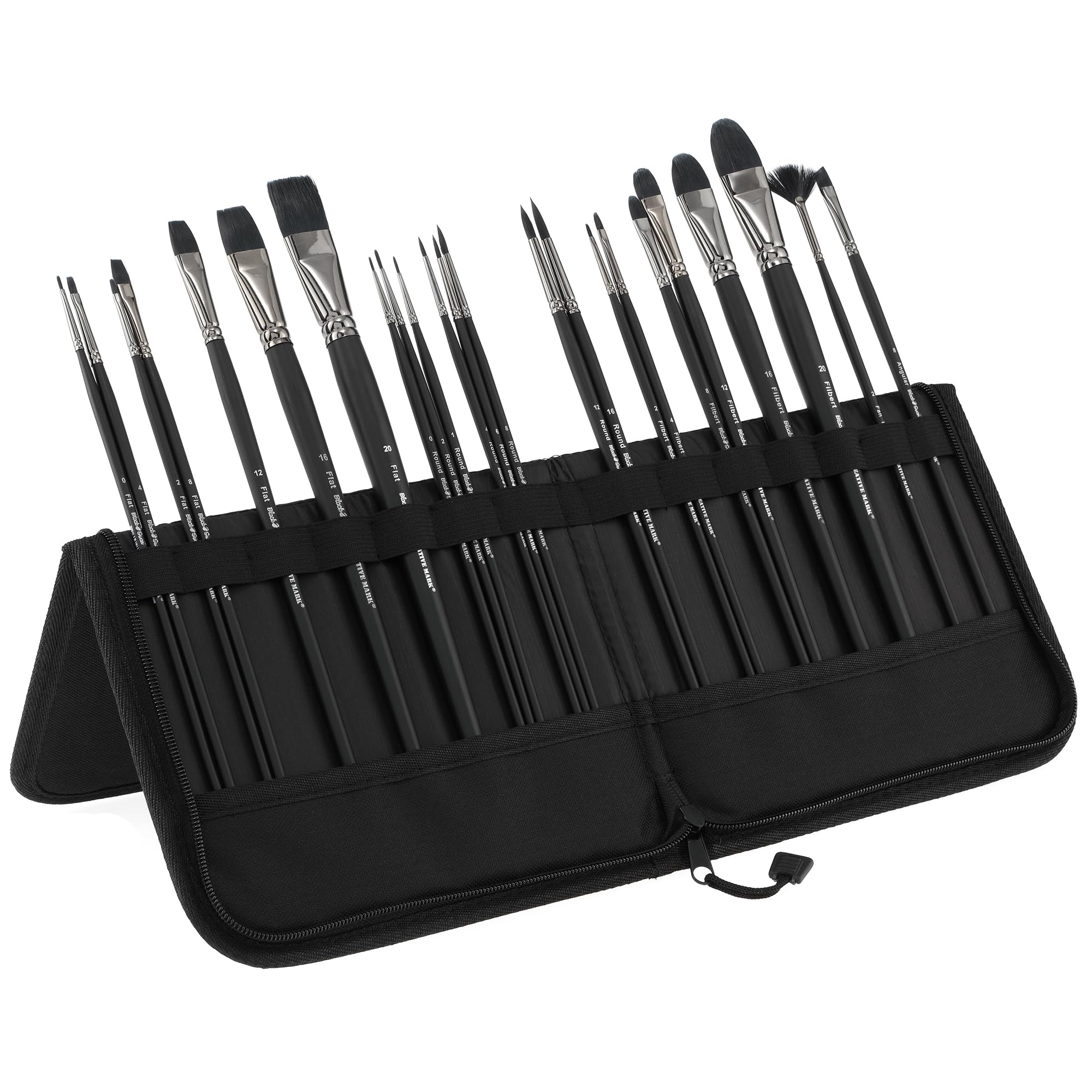 Premium Black Swan Paint Brush Set - 23 Synthetic Red Sable Brushes for Acrylic, Oil & Watercolor Painting - Professional Artist Brush Kit with Durable Case - Perfect for Canvas, Wood & Fabric Art Projects