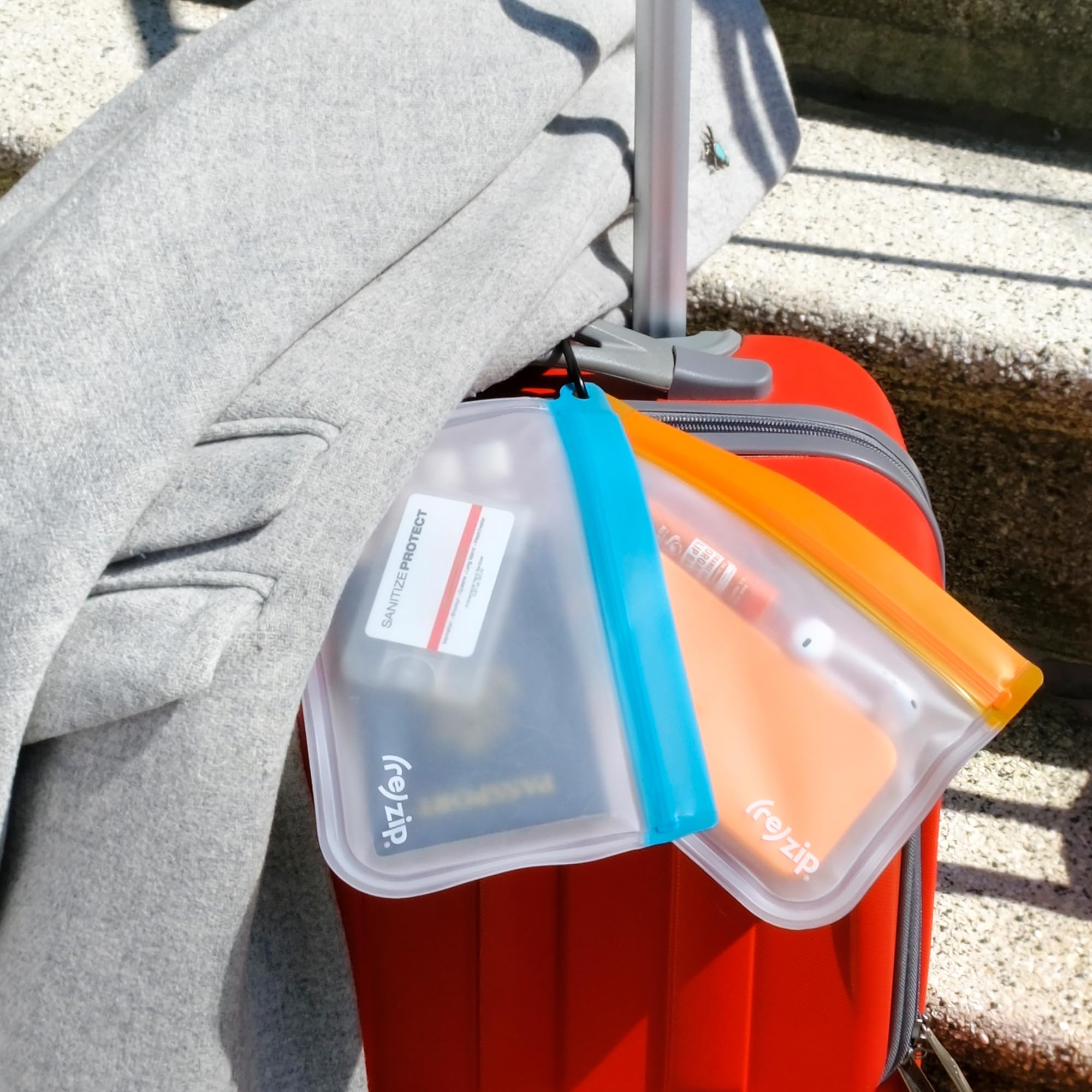 (re)zip 9-Piece Zippered Travel Organization Kit Set - Gallon, Medium & Small Bags with Snack Bags & Carabiner | Compact Lightweight for Travel, Camping, Office & Daily Use | Perfect for Snacks, Documents, Toiletries, Cosmetics & Electronics