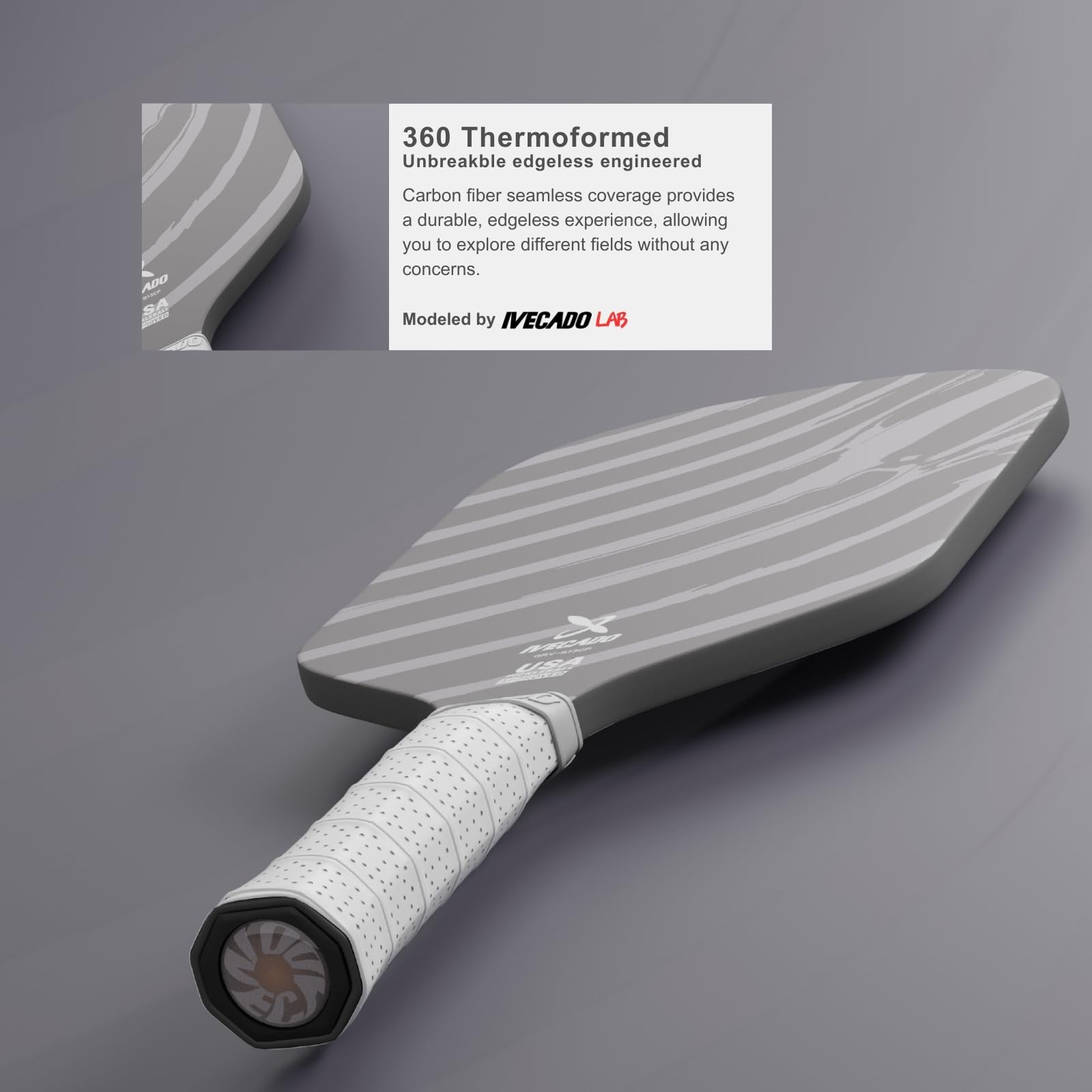 IVECADO 2024 Carbon Fiber Pickleball Paddle - Edgeless Thermoformed Design with 16mm Honeycomb Core, Elongated Shape for Men & Women | Perfect for Tournament Play & Recreational Games