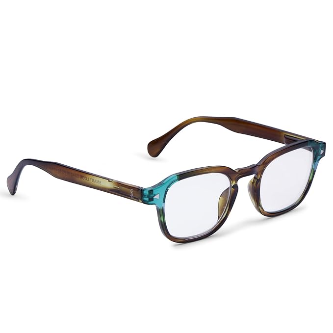 Premium TR90 Gradient Brown to Aqua Rectangular Blue Light Blocking Glasses - Lightweight & Durable for Computer Work, Gaming, and Reading