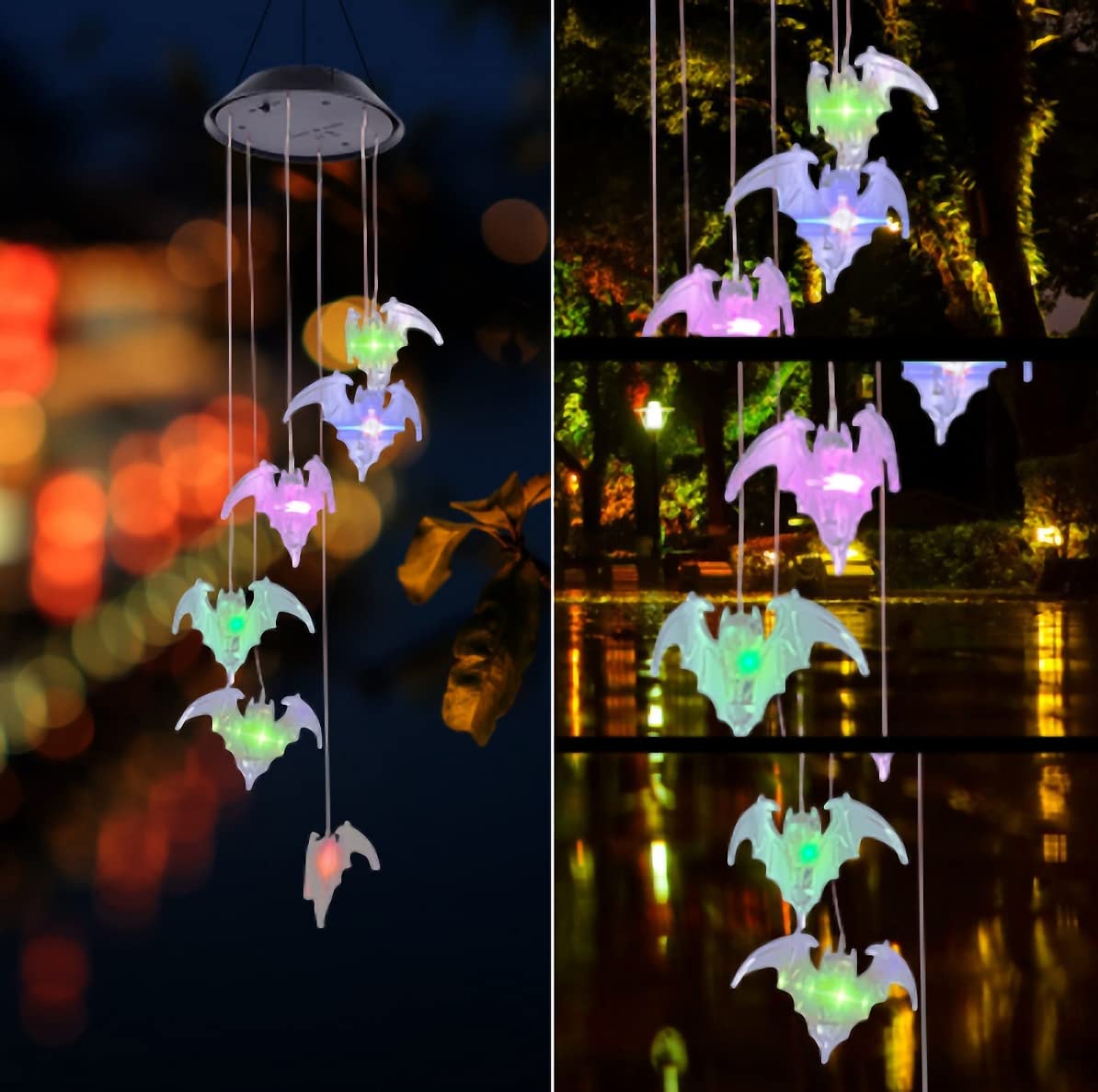 Solar Wind Chime with LED Color Changing Lights - Waterproof Outdoor Decor for Garden, Patio, Yard - Romantic Solar Powered Hanging Decorations for Home - Perfect for Evenings, Weddings & Relaxing Outdoor Spaces