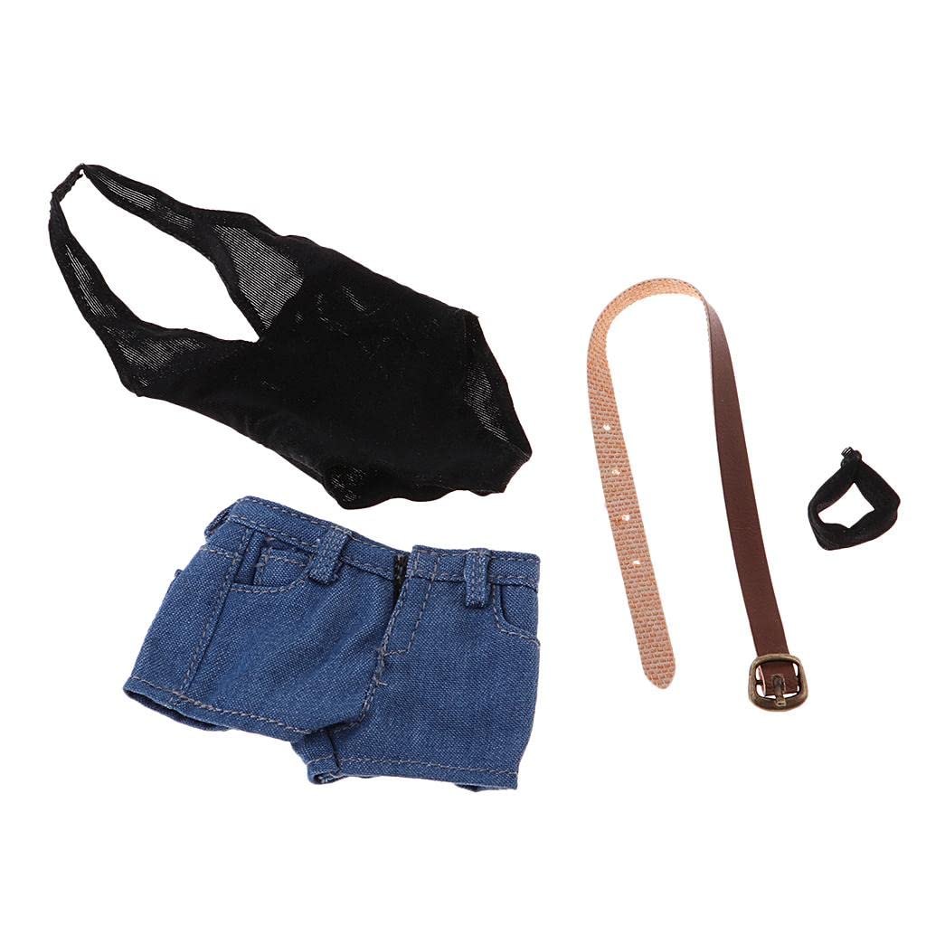 Amagogo 1/6 Scale Women's Fashion Doll Outfit Set - Bodysuit, Hot Jeans, Belt & Choker Accessories for 12 Inch Action Figures | Perfect for Collectors, Photography & Display Scenes