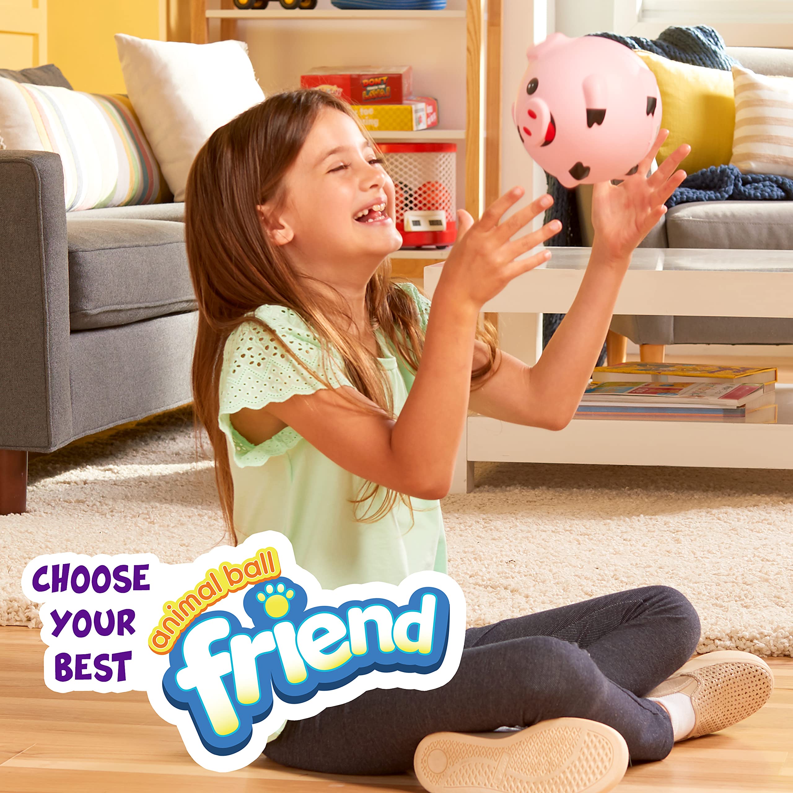 Franklin Sports Animal Ball Friends - 6 Inch Soft Foam Balls for Kids - Pink Pig Squishy Toy for Indoor/Outdoor Play, Toddler Sensory Toys, Birthday Gifts & Party Favors