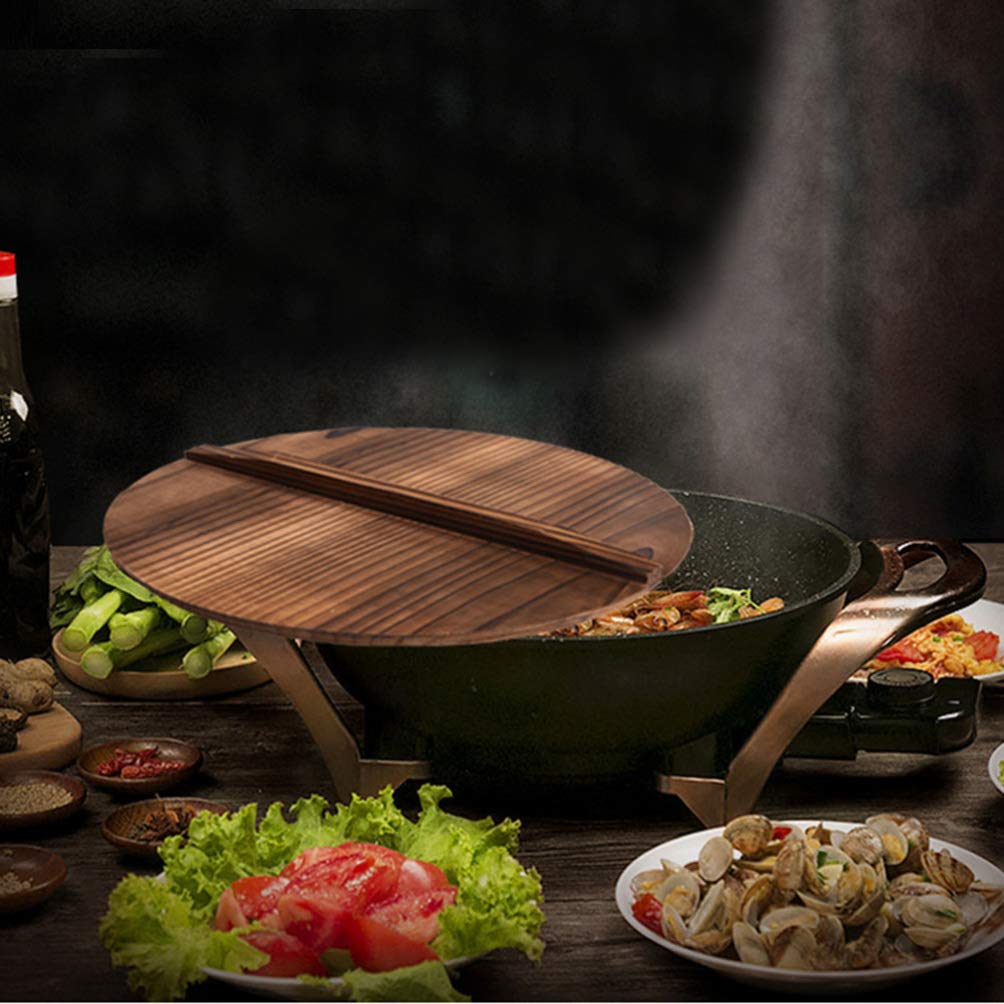 Cabilock Bamboo Oil Splash Guard - Premium Iron Pot Lid Cover for Cooking - Perfect for Frying, Sautéing & Preventing Oil Splatters in Kitchen