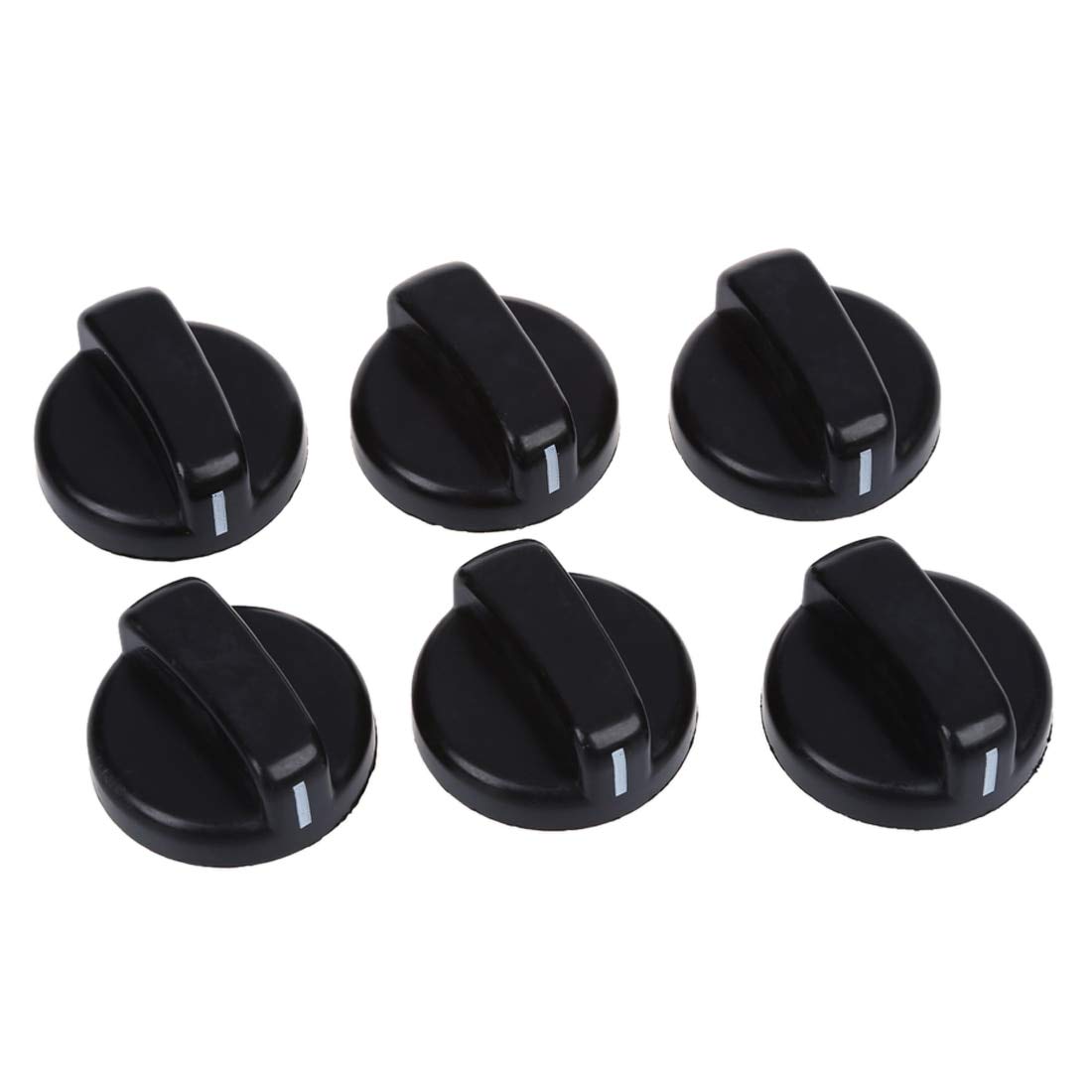 6-Piece Black Plastic Gas Stove Control Knobs - Replacement Parts for Kitchen Stove Burner - Perfect for Gas Range, Cooktop, Oven Repair and Maintenance