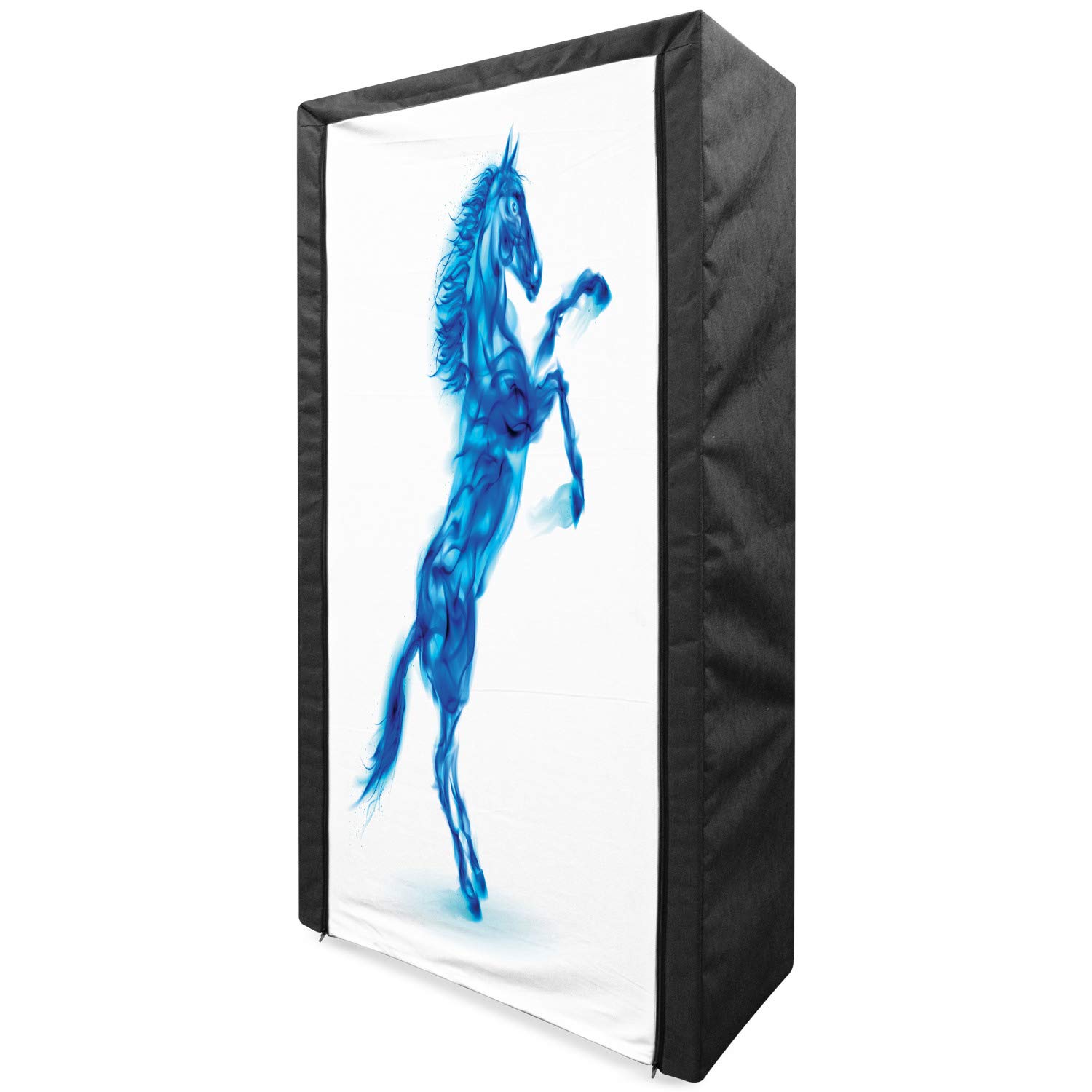 Ambesonne Horses Portable Fabric Wardrobe with Shelves - 33.5