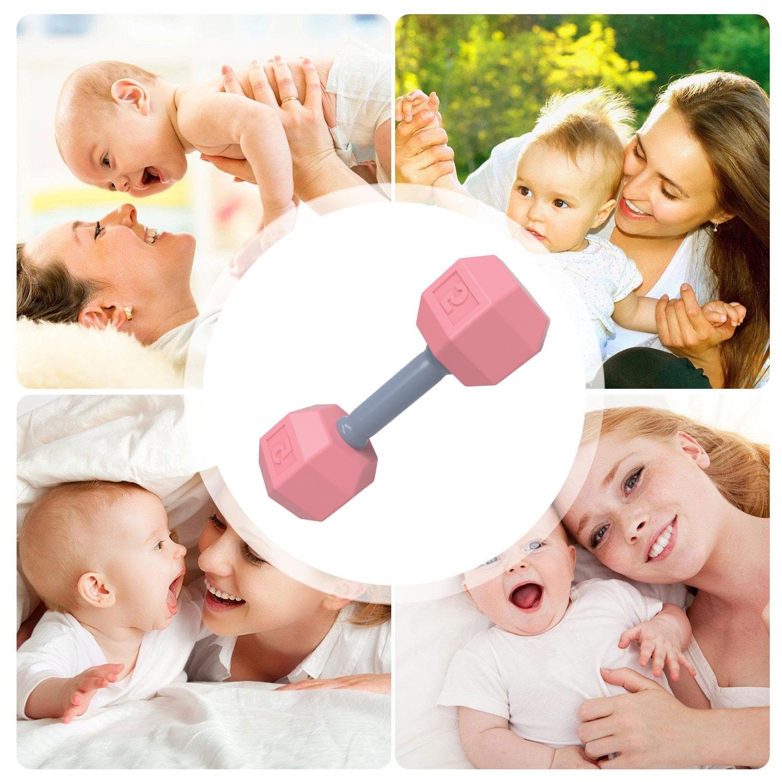 **Aizuoni Dumbbell Rattle Toy - 2-Piece Lightweight Sensory Gym Teether for Baby Workout & Exercise | Perfect for Teething, Sensory Play & Early Development**