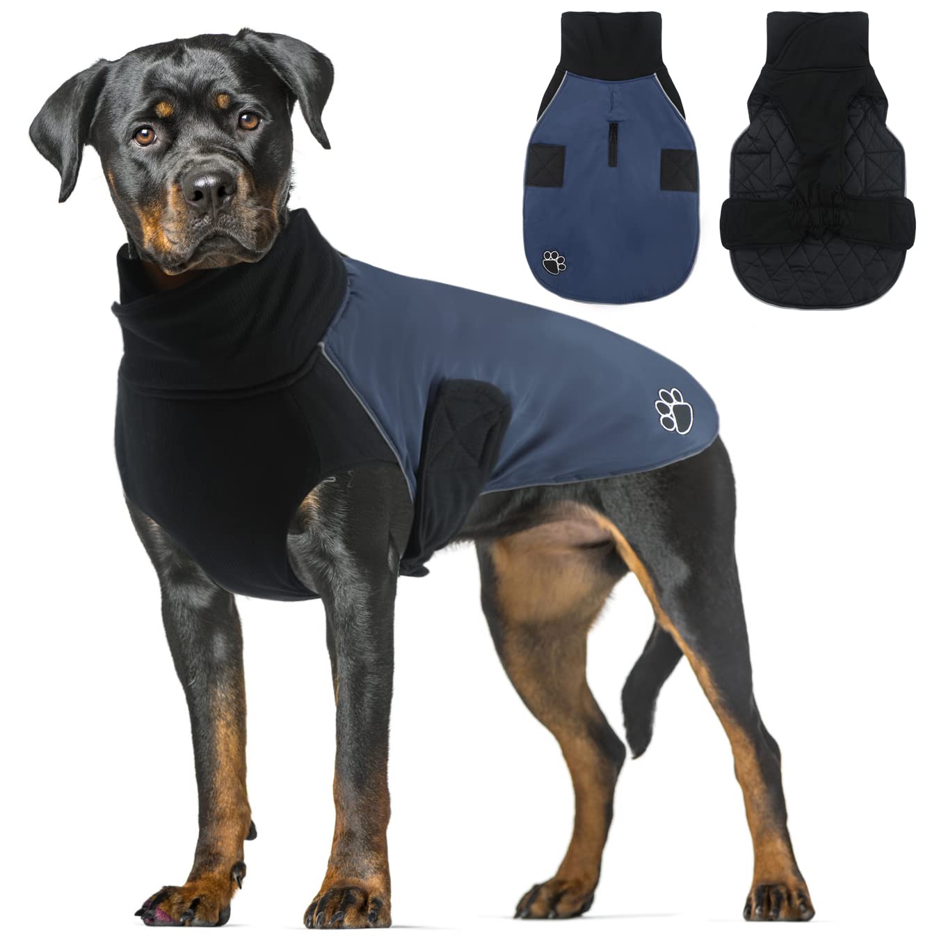 Waterproof Winter Dog Coat - Reversible Turtleneck Snow Jacket for Cold Weather, Warm Dog Clothes for Small, Medium & Large Breeds | Outdoor Adventures & Daily Walks