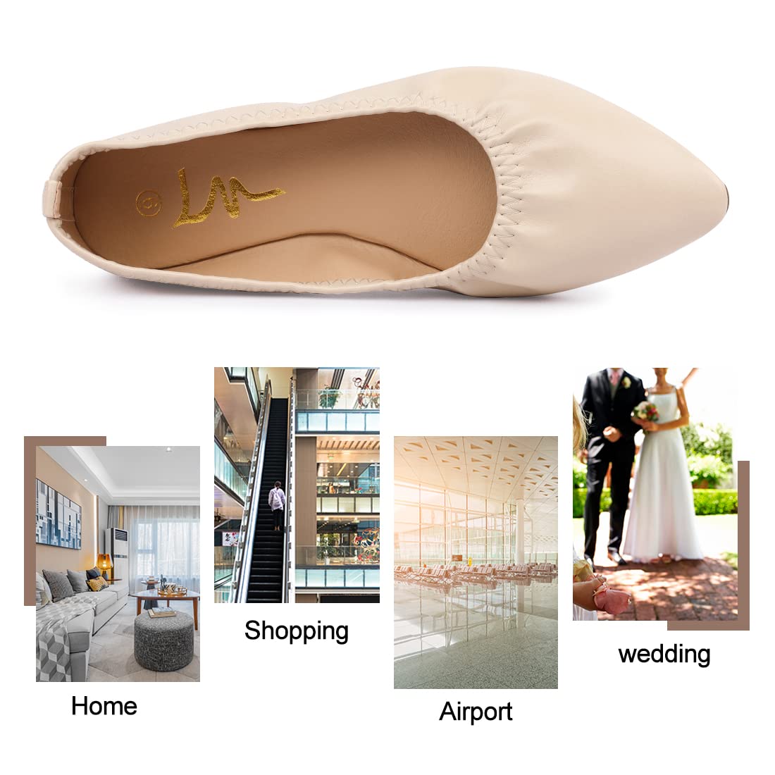 Women's Ballet Flat Slip On Shoes - Classic Casual Foldable Flats for Travel & Walking | Comfortable Dress Shoes for Work, Office & Daily Wear