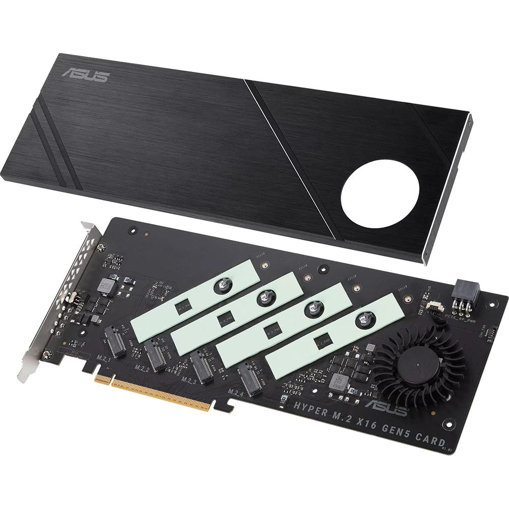 ASUS Hyper M.2 x16 Gen5 PCIe 5.0 NVMe SSD Expansion Card - Black | Supports 4 M.2 SSDs | High-Speed Storage Upgrade for Gaming PCs, Workstations & Content Creation