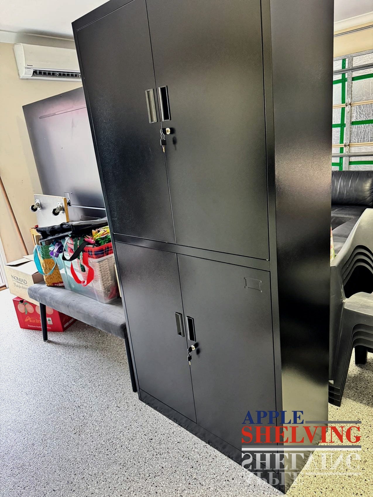 4-Door Steel Storage Cabinet with Lock - Secure Organizer for Home, Office, or Garage - Perfect for Storing Tools, Files, and Supplies