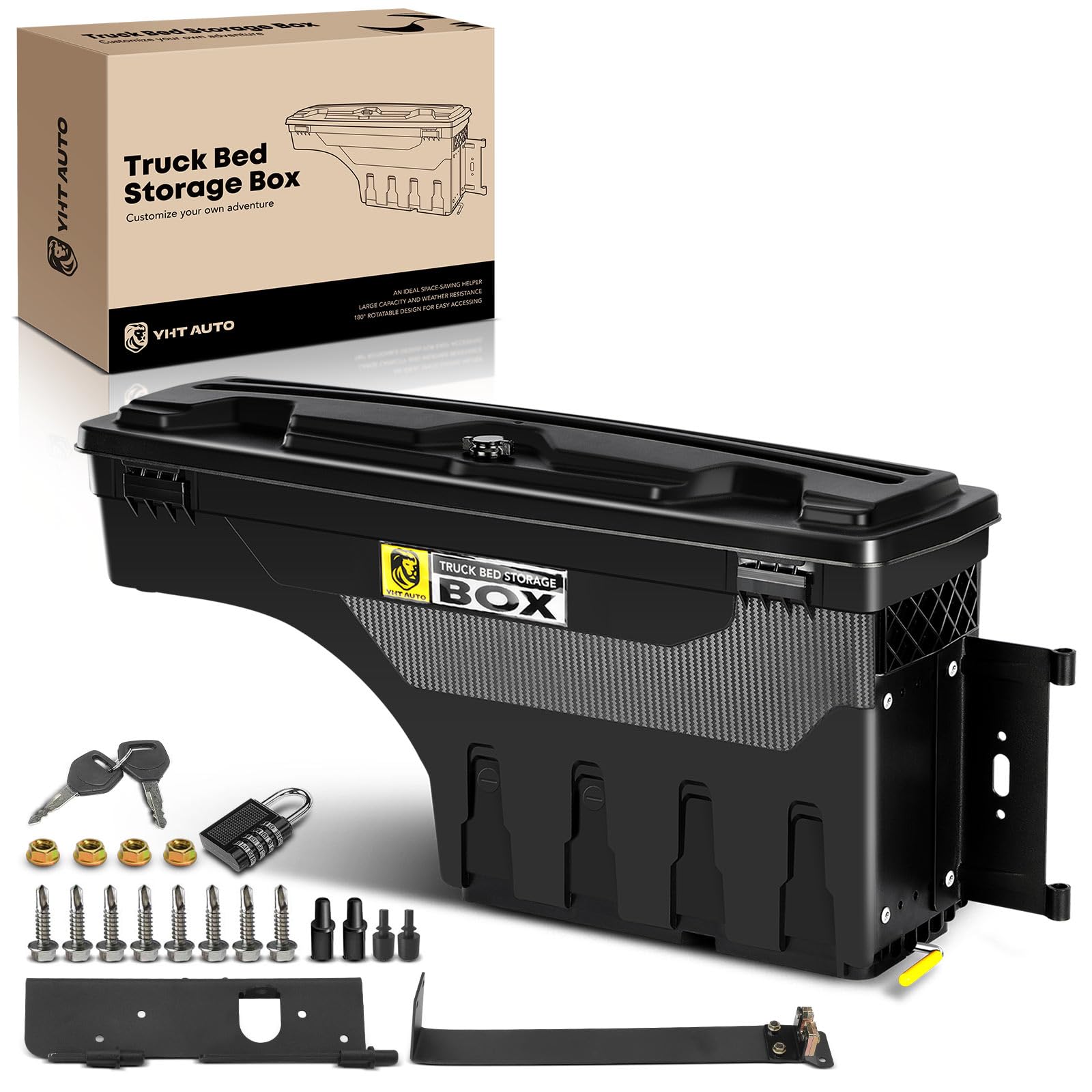 Lockable Waterproof Truck Bed Tool Box for 1999-2016 Ford F-250 F-350 Super Duty | Passenger Side Swing Tool Storage | Heavy Duty Wheel Well Toolbox for Camping, Work & Outdoor Gear Organization