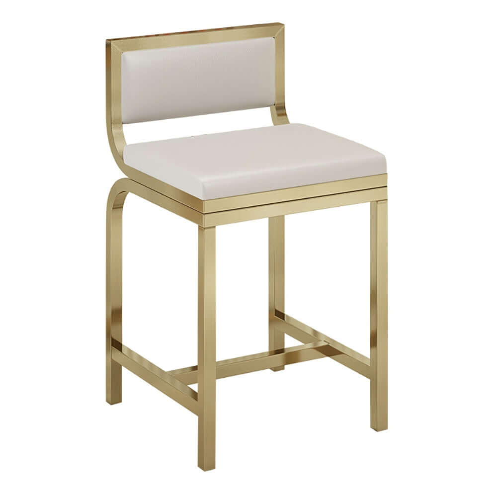 Modern White PU Leather Counter Height Bar Stools Set of 2 with Back Support - Perfect for Kitchen Islands, Breakfast Bars & Home Decor
