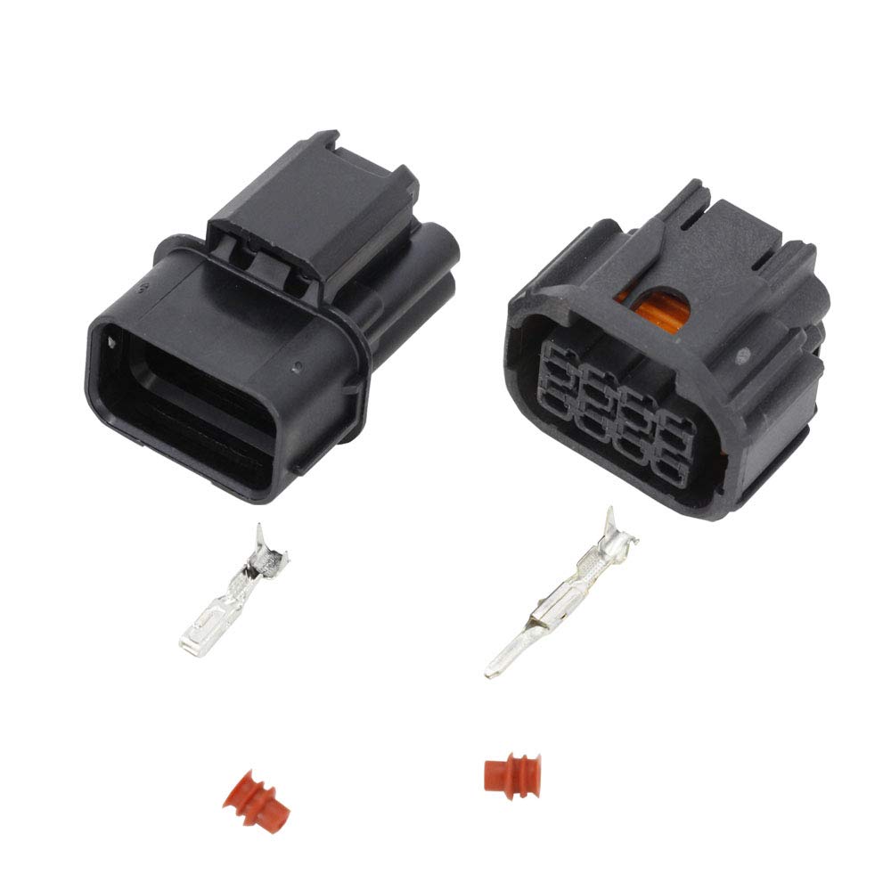 8 Pin Waterproof Connector Set with LED Headlight & Speaker Plug - Terminals 6189-7423 & 6181-6850 - Ideal for Motorcycle, ATV & Marine Electrical Wiring Upgrades