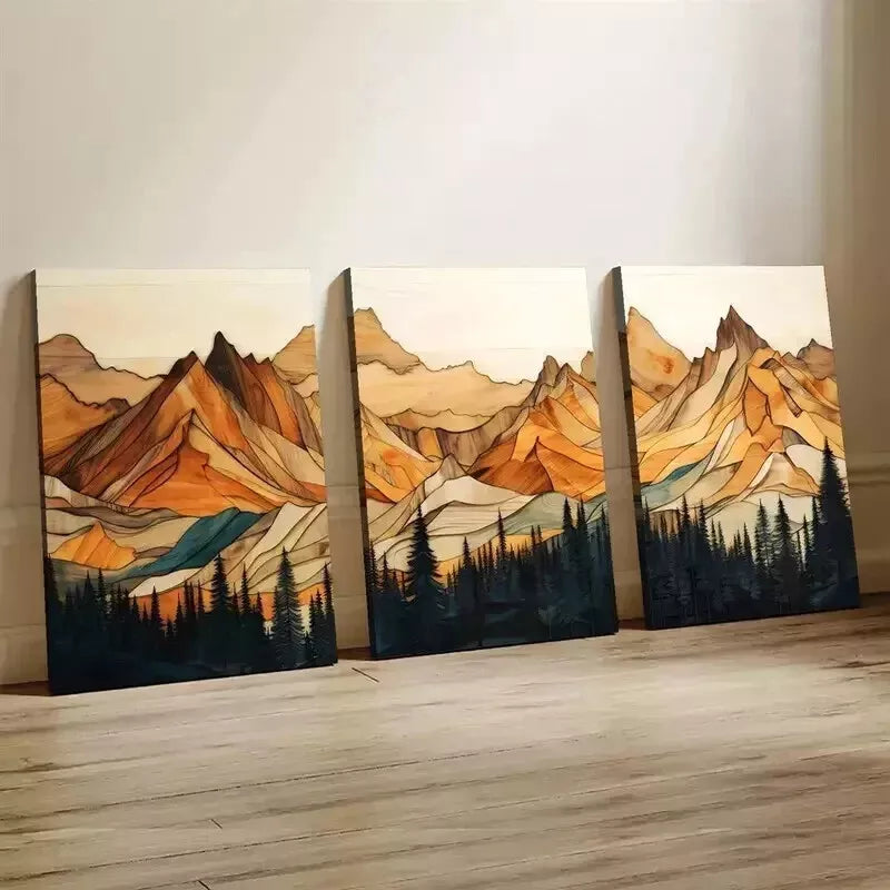3-Piece Mountain Forest Landscape Wall Art Set - Framed Canvas Prints 50x70cm - High Quality Australian Made - Ready to Hang - Perfect for Living Room, Bedroom & Office Decor