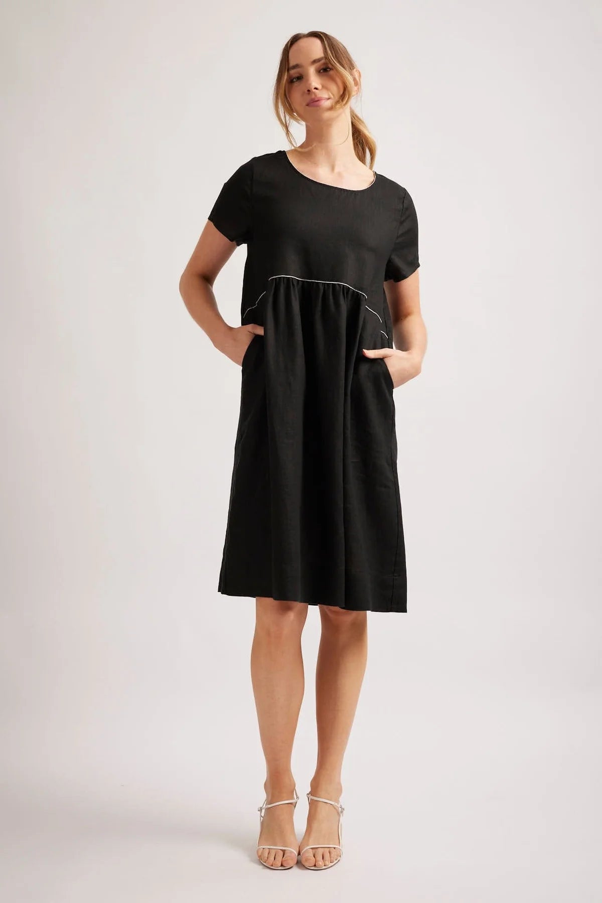 BELLE LINEN DRESS IN BLACK - Women's Summer Maxi Dress with Pockets | Perfect for Beach Vacation, Date Night & Casual Outings