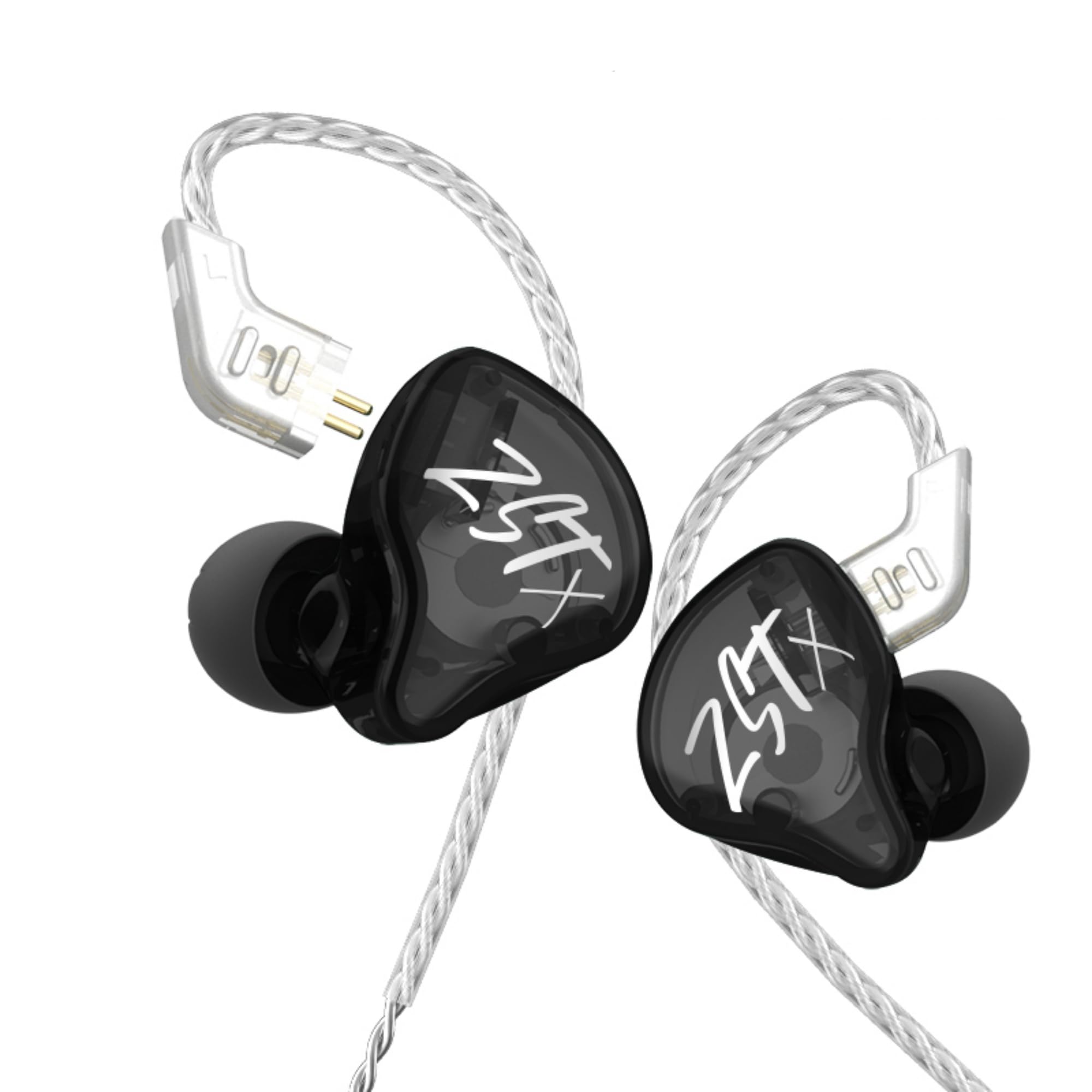KZ ZST X Hybrid 1BA+1DD HiFi Stereo Wired In-Ear Monitors - Professional Gaming Earphones with Removable Cable for PC, Studio, Drumming | Perfect for Competitive Gaming, Music Production & Live Performances (Black, No Mic)