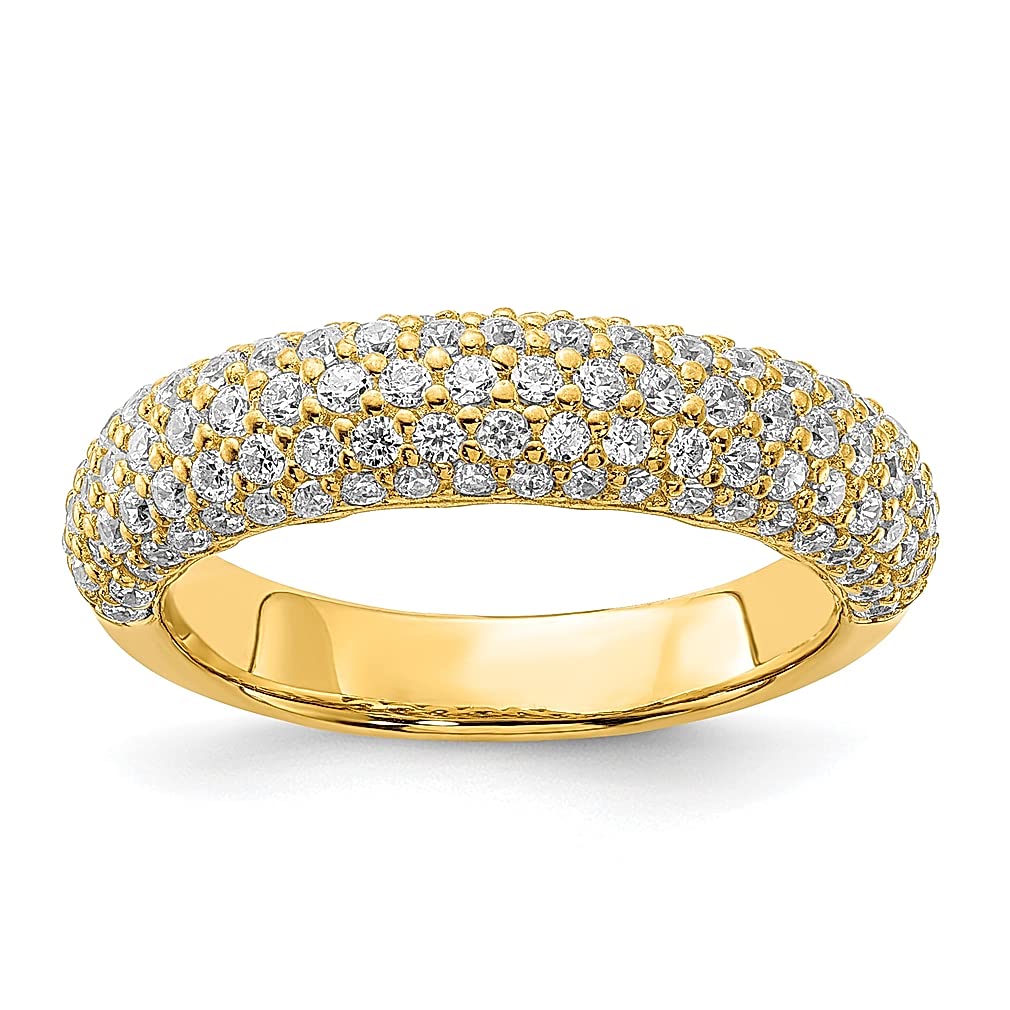 925 Sterling Silver Pavé Gold Plated 113 Stone Cubic Zirconia CZ Band Ring - Elegant Women's Fine Jewelry Gift for Anniversary, Wedding, Birthday & Special Occasions