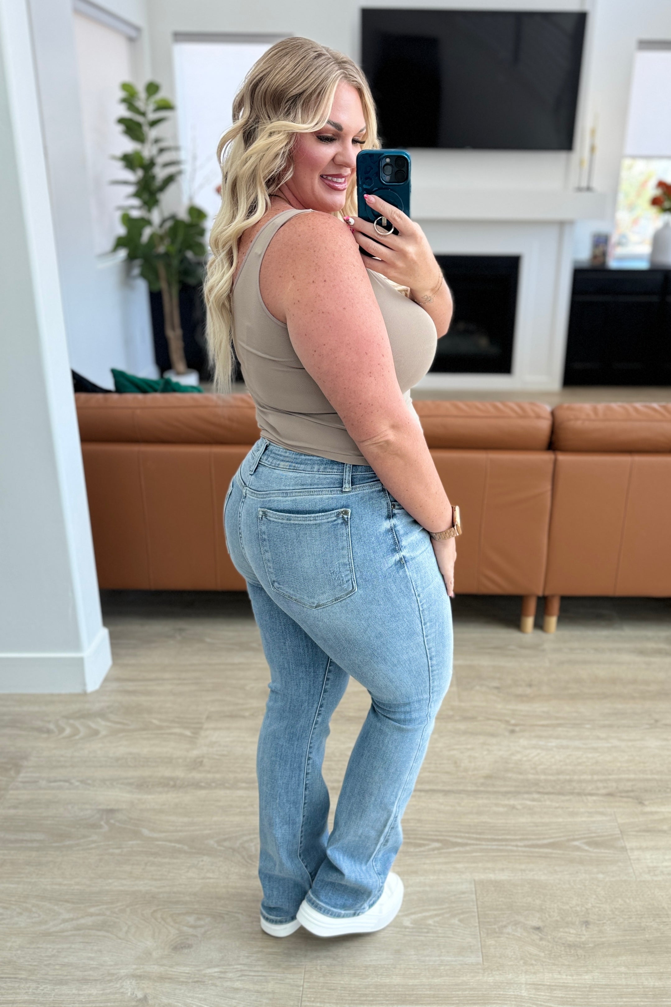 Alana Mid Rise Bootcut Jeans for Women - Classic Clean Denim Pants for Casual & Office Wear | Comfortable Stretch Fit for Everyday Style