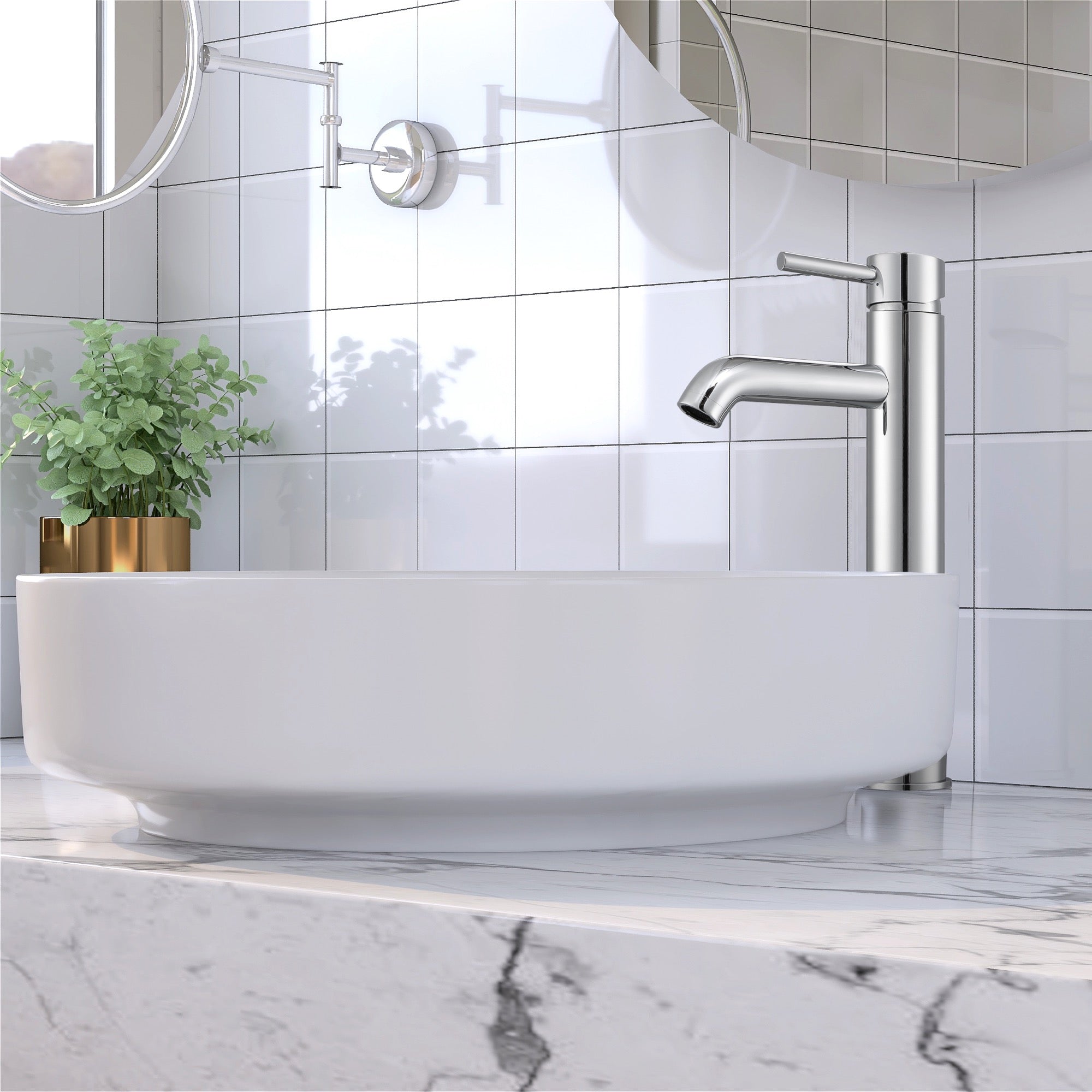 Ancona Argenta Chrome Vessel Bathroom Faucet - Modern Single Hole Bath Sink Faucet for Vessel Sinks, Perfect for Bathroom Vanity and Powder Room Decor