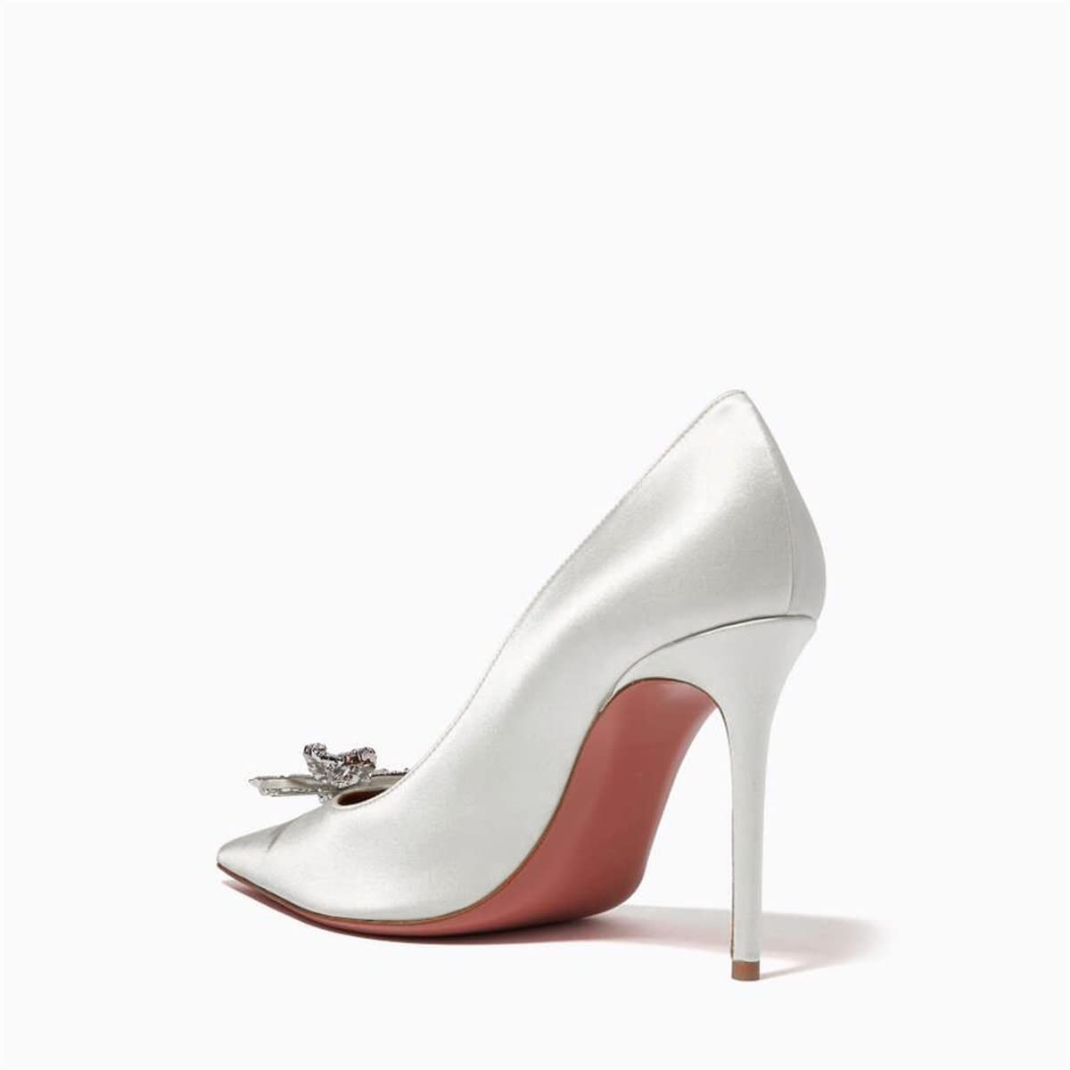 Keleimusi Women's Satin Pumps with Crystal Brooch - 3.75 Inch Dress Heels for Weddings, Parties & Formal Events | Elegant High Heels for Evening Wear & Special Occasions