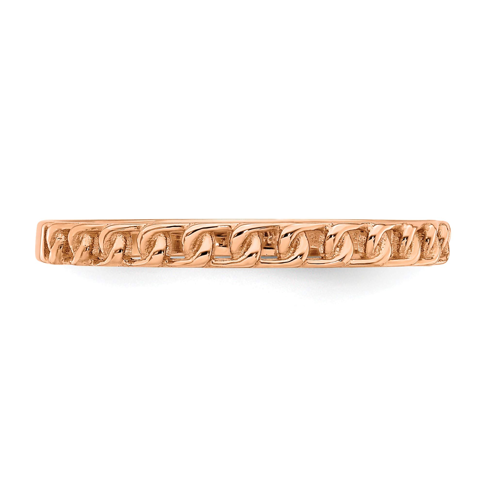 14K Rose Gold Link Chain Ring for Women - Size 7, Dainty Minimalist Jewelry Gift for Her - Perfect for Anniversary, Valentine's Day & Everyday Wear
