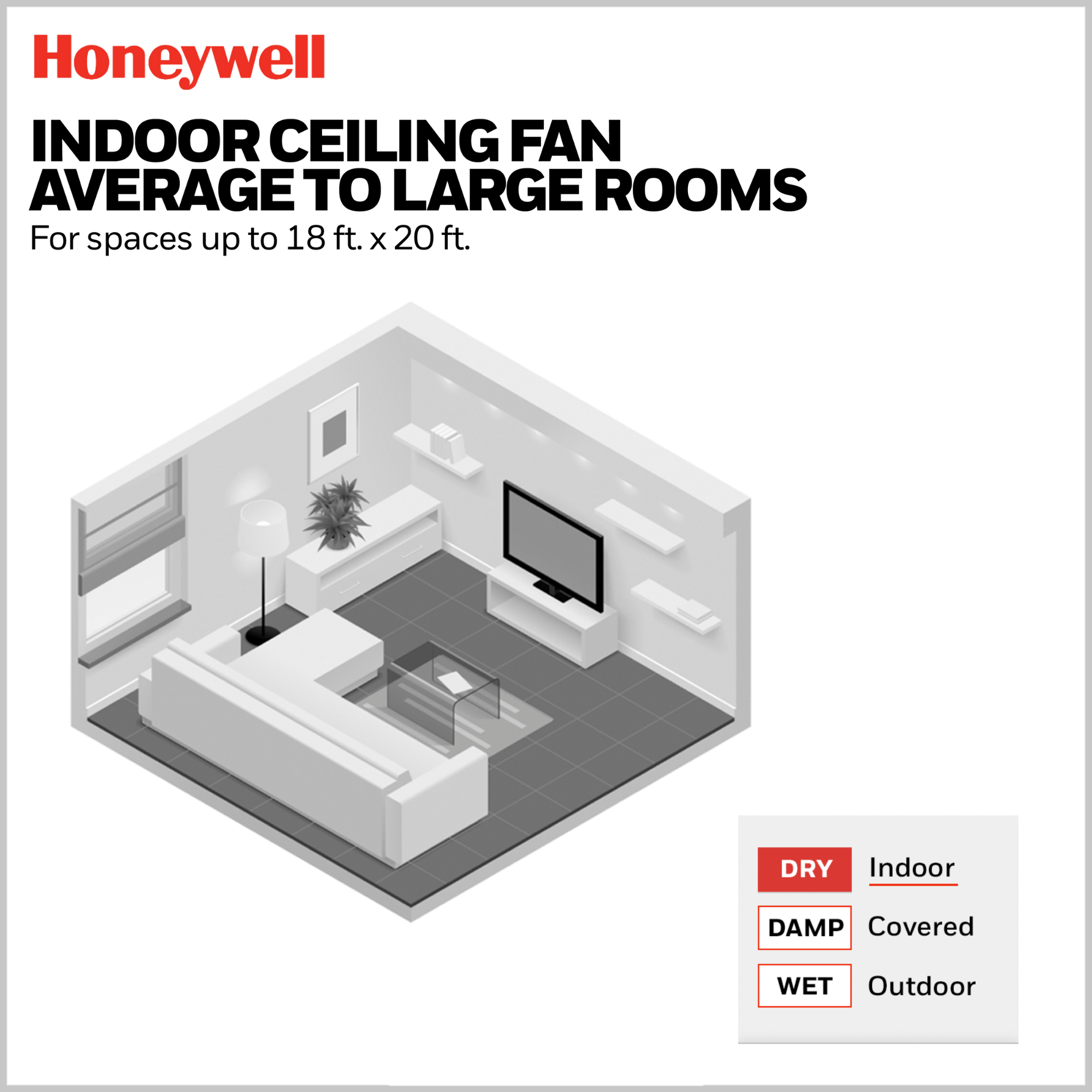 48 Inch Honeywell Berryhill Brushed Nickel Ceiling Fan with Light Kit and Pull Chain - Perfect for Living Room, Bedroom, and Outdoor Patio Cooling