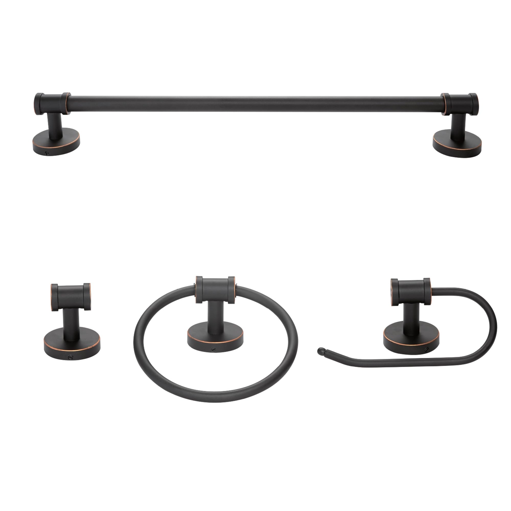 Globe Electric 51415 Camden 5-Piece Bathroom Set - 3 Vanity Lights with Seeded Glass Shades, Towel Bar, Ring, Robe Hook & Toilet Paper Holder in Bronze Finish | Perfect for Modern Bathroom Decor & Vanity Lighting