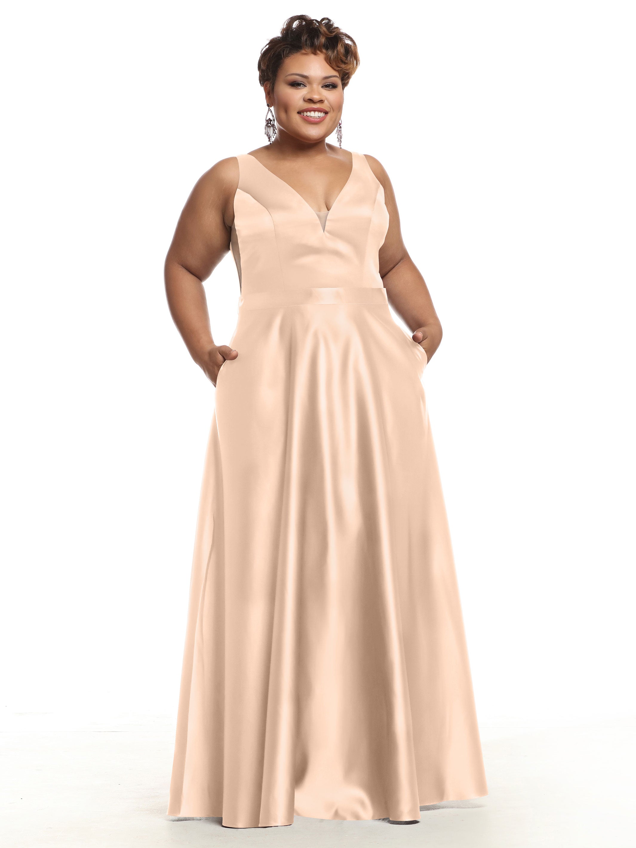 Elegant 80118 Satin A-Line Bridesmaid Dress with V-Neck & Waist Sash - Perfect for Weddings, Formal Events & Special Occasions
