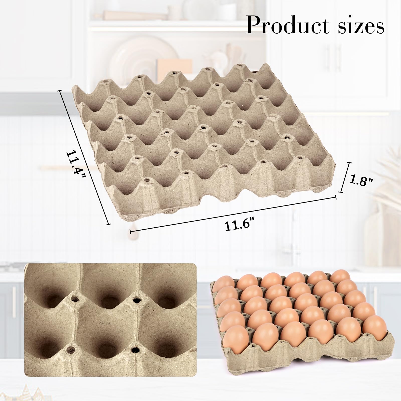 HANSGO 18PCS Egg Cartons - 30 Egg Capacity Paper Egg Trays for Farm, Market & Kitchen | Eco-Friendly Egg Storage Containers for Fresh Eggs, Poultry Farms & Farmers Markets