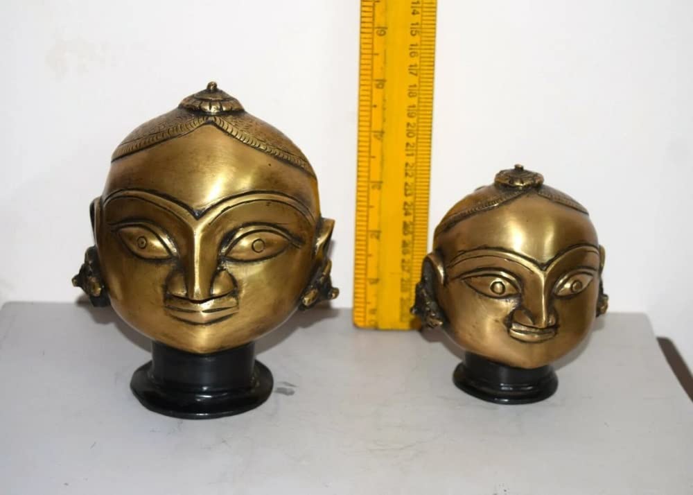 Handmade Brass Parvati and Gauri Goddess Face Sculpture - Divine Hindu Statue for Home Altar, Pooja Room Decor & Spiritual Gift