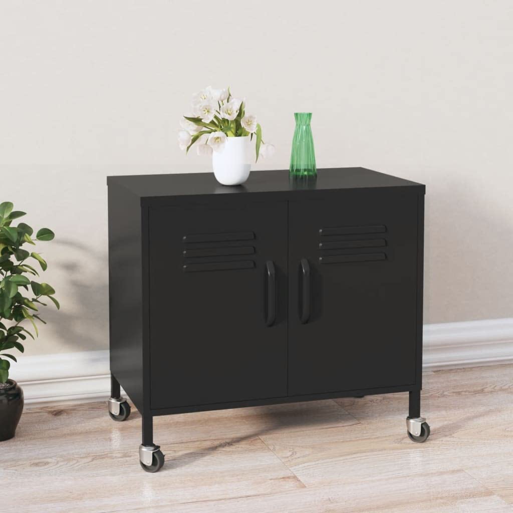 FAMIROSA 2-Door Steel Storage Cabinet with Adjustable Shelf & 4 Wheels, 23.6