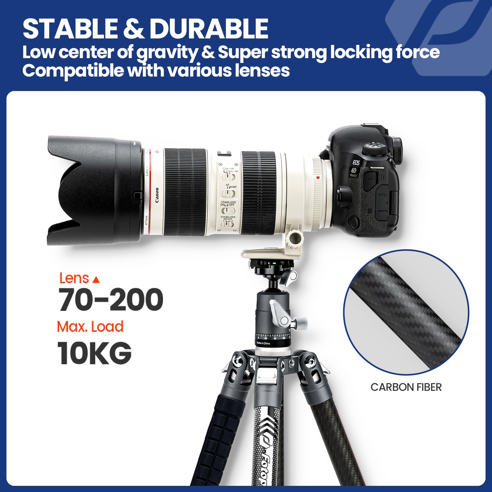 Fotopro X-Aircross3 60-Inch Carbon Fiber Travel Tripod with 360° Ball Head - Ultra Lightweight (2.07lbs) Compact DSLR Tripod, 22lbs Max Load - Perfect for Travel, Hiking, Vlogging & Outdoor Photography (Grey)