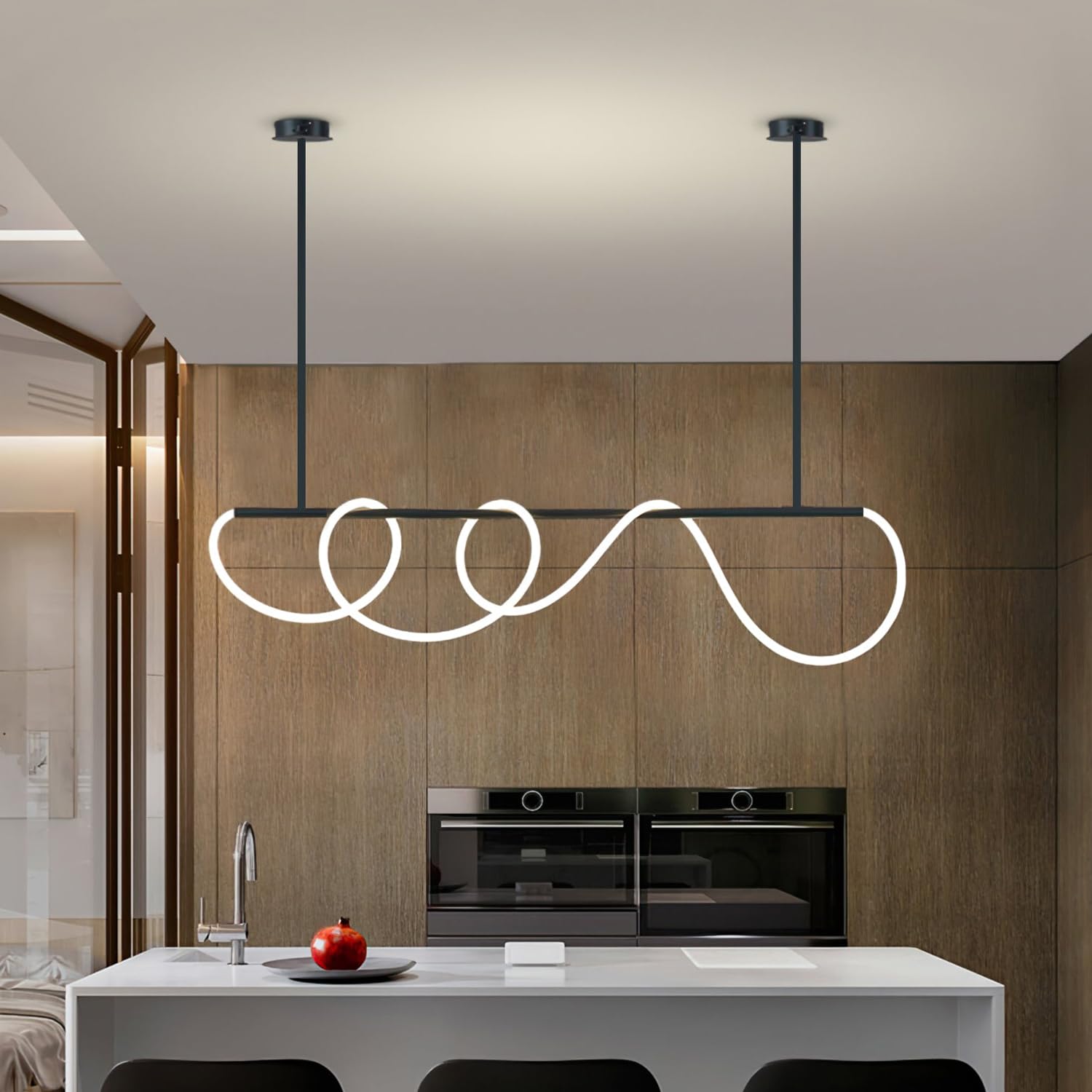 Modern Black LED Pendant Light - 39.4