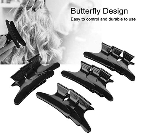 VASANA 12PCS Black Plastic Butterfly Hair Clips - Non-Slip Hair Claws for Professional Salon Styling, Sectioning, Cutting & Coloring - Perfect for Hairdressers, DIY Home Hair Care & Beauty Styling