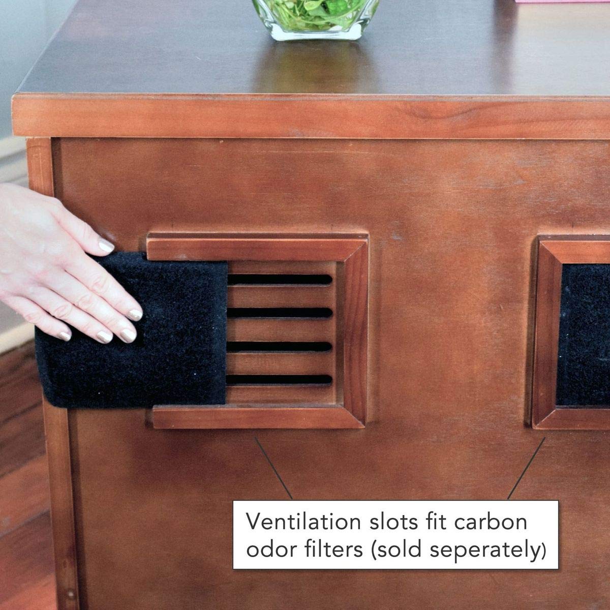 Premium Farmhouse Cat Litter Box Enclosure Cabinet - Large Mahogany Brown Hidden Litter Box Furniture with Storage Drawer | Stylish Pet Solution for Living Rooms, Bedrooms & Home Decor