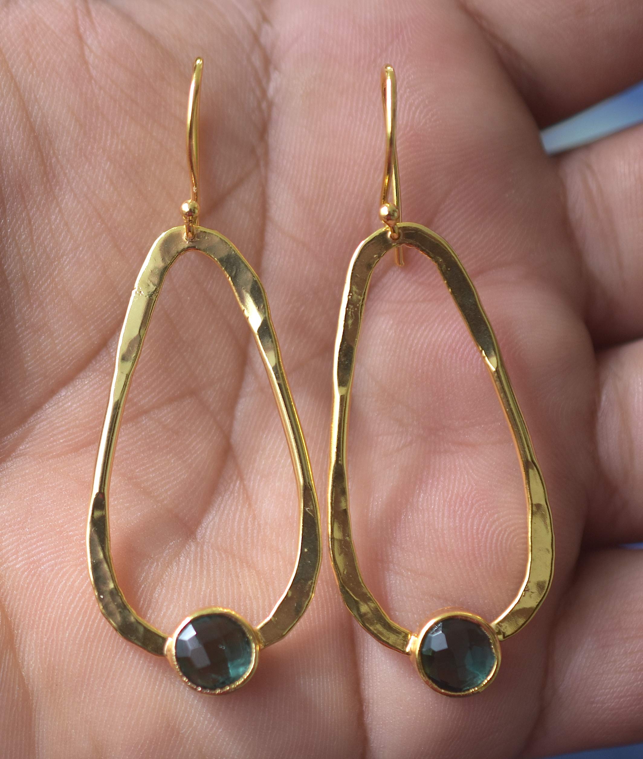 Veracity Jewelry Green Tourmaline Gold Filled Earrings for Women - Delicate Gemstone Fashion Jewelry Gift for Her - Perfect for Valentine's Day, Anniversary & Birthday Presents - VE-102