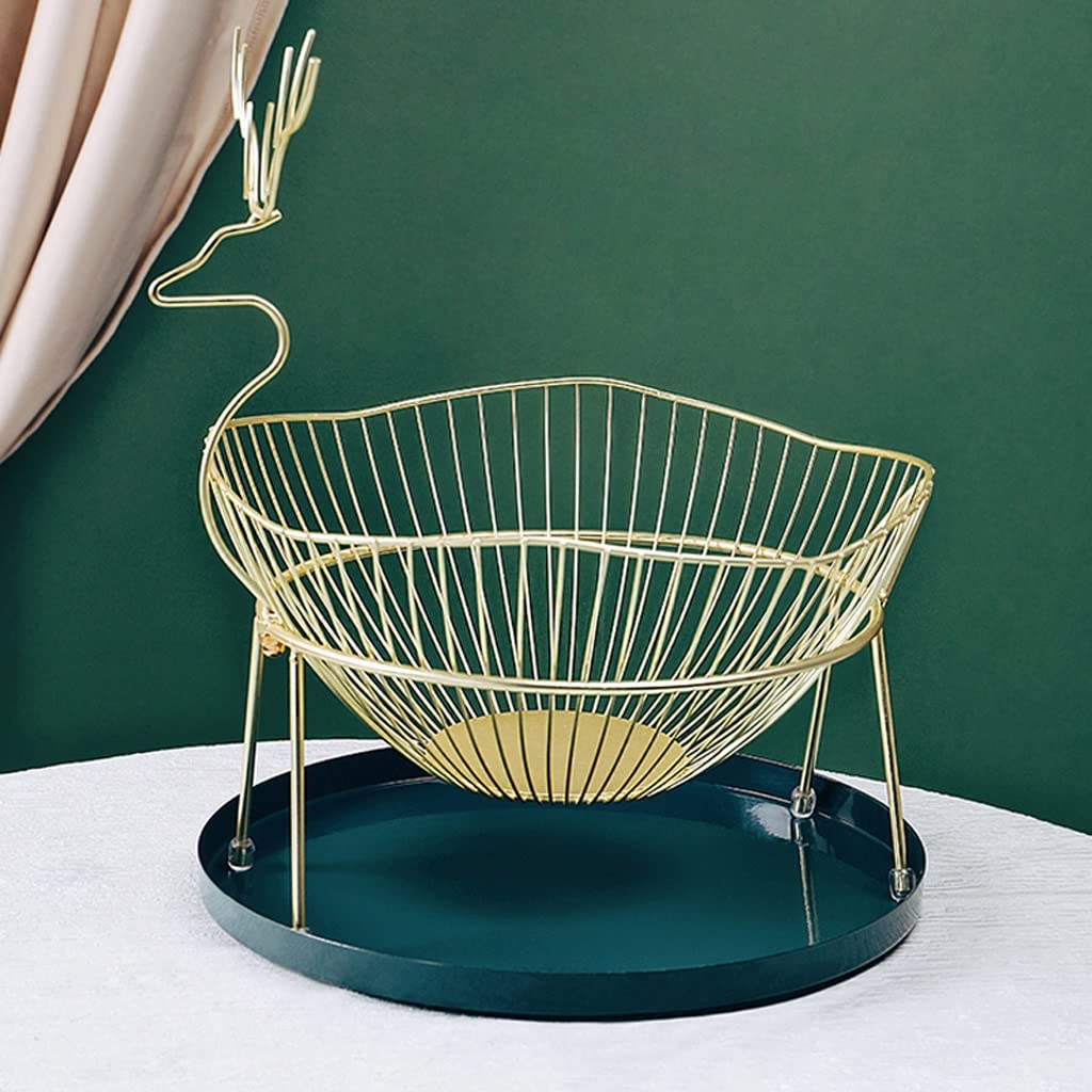 JGATW Gold Metal Wire Fruit Bowl - Elegant Iron Art Kitchen Countertop Storage Basket for Fruits, Home Decor & Table Centerpiece | Perfect for Kitchen Organization, Dining Table Display, and Gift Giving