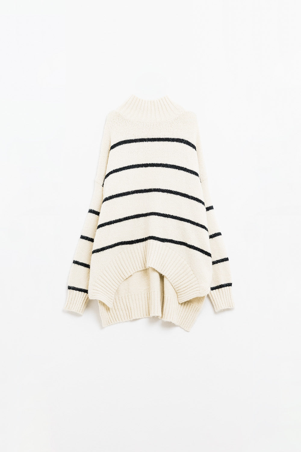 Oversized Black Striped Pullover Sweater - Women's Casual Knitwear for Fall & Winter | Perfect for Layering, Lounging, and Weekend Outfits