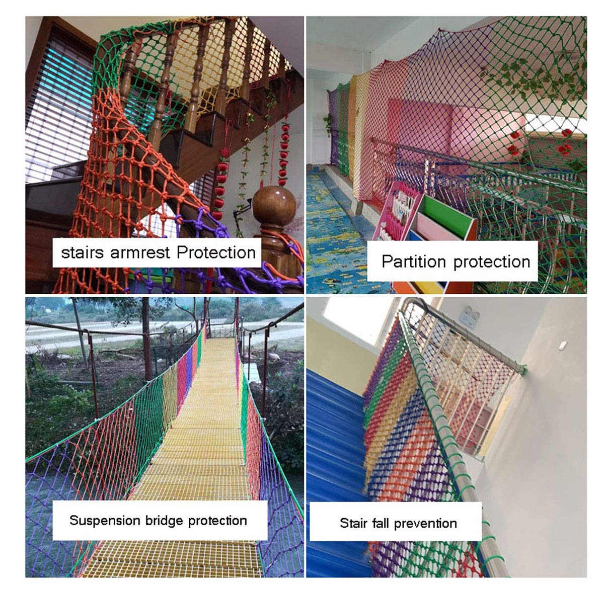 Child Safety Net for Climbing Frames & Staircases - Anti-Fall Protection Balcony Net | Durable Nylon Rope Woven Indoor Safety Barrier (Colorful) - Perfect for Playgrounds, Treehouses & Home Safety