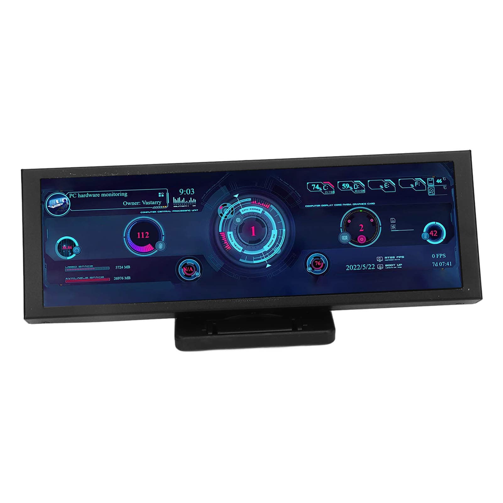 7.9 Inch IPS USB Mini Screen PC CPU HDD Data Monitor with Temperature Display - Wide Viewing Angle for Computer Case, Gaming Rig & Workstation Setup (Powered by Micro USB) - Perfect for PC Builders, IT Professionals & Tech Enthusiasts