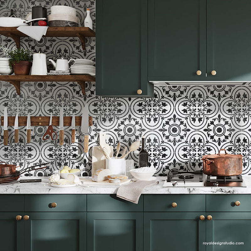 Palladium Tile Stencil - Reusable DIY Floor & Wall Stencil for Geometric Patterns - Perfect for Home Decor, Bathroom, Kitchen & Backsplash Projects